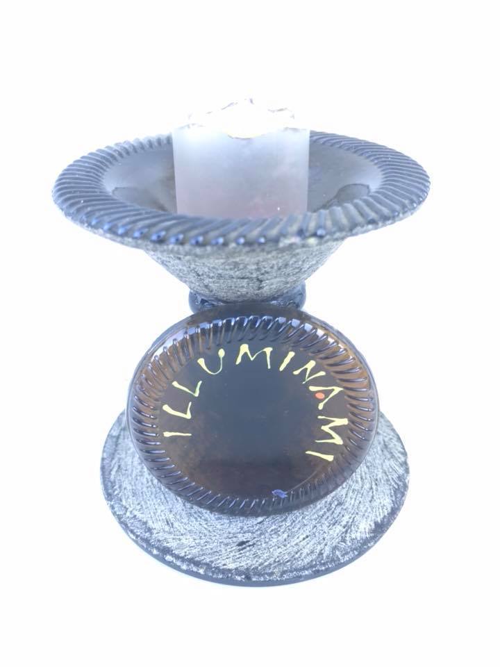 PORTA CANDELA CANDELE VETRO RICICLATO ARTIGIANALE FATTO A MANO REGALO OGGETTI