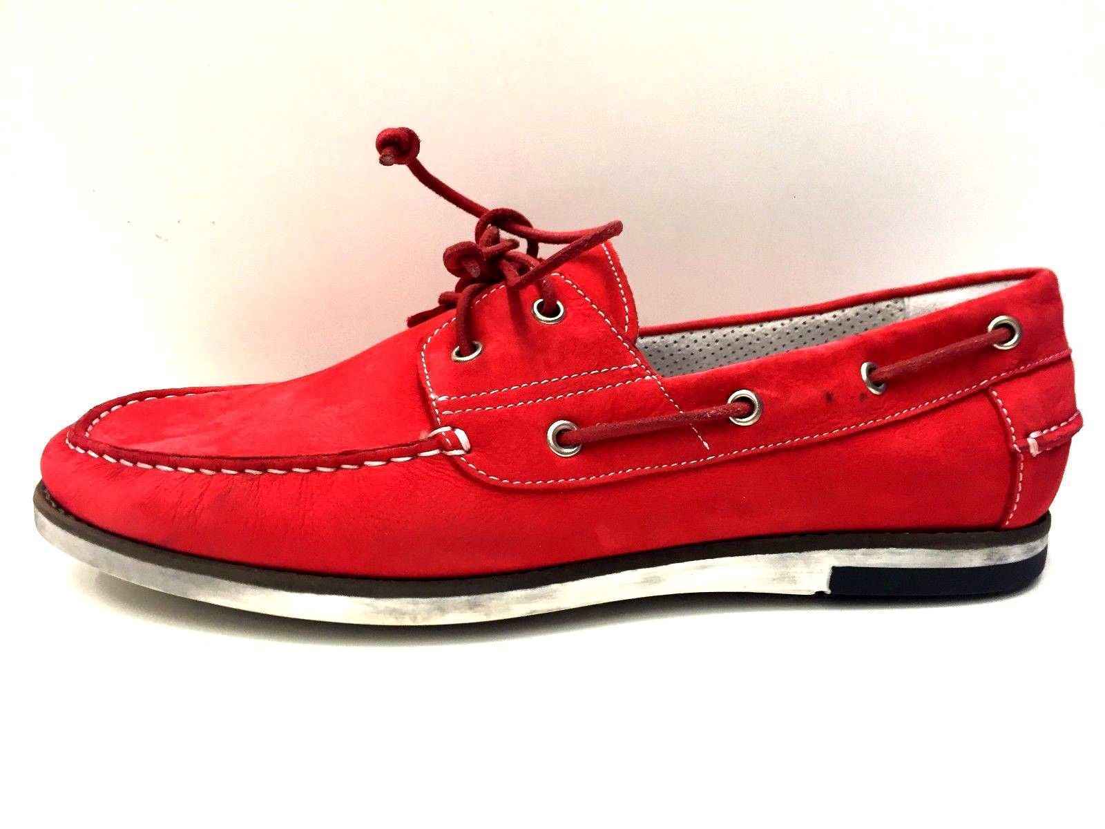 SCARPE MOCASSINI MOCASSINO CASUAL UOMO FONTANA 569 ROSSO PELLE PE NUOVO