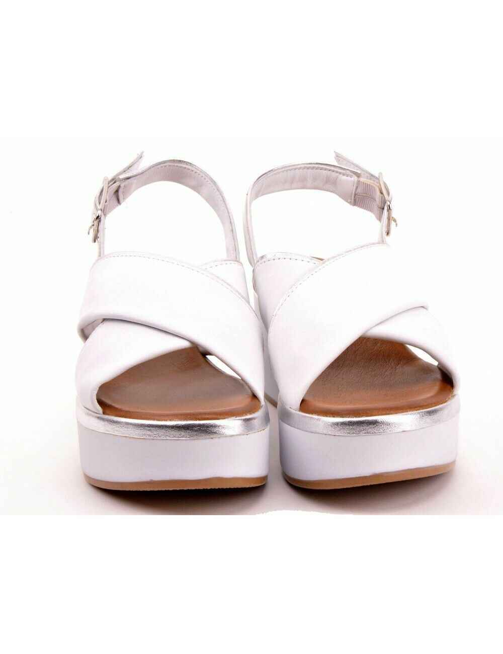 SCARPE SANDALO SANDALI DONNA INUOVO 124009 PELLE BIANCO ORIGINALE PE 2019 NEW