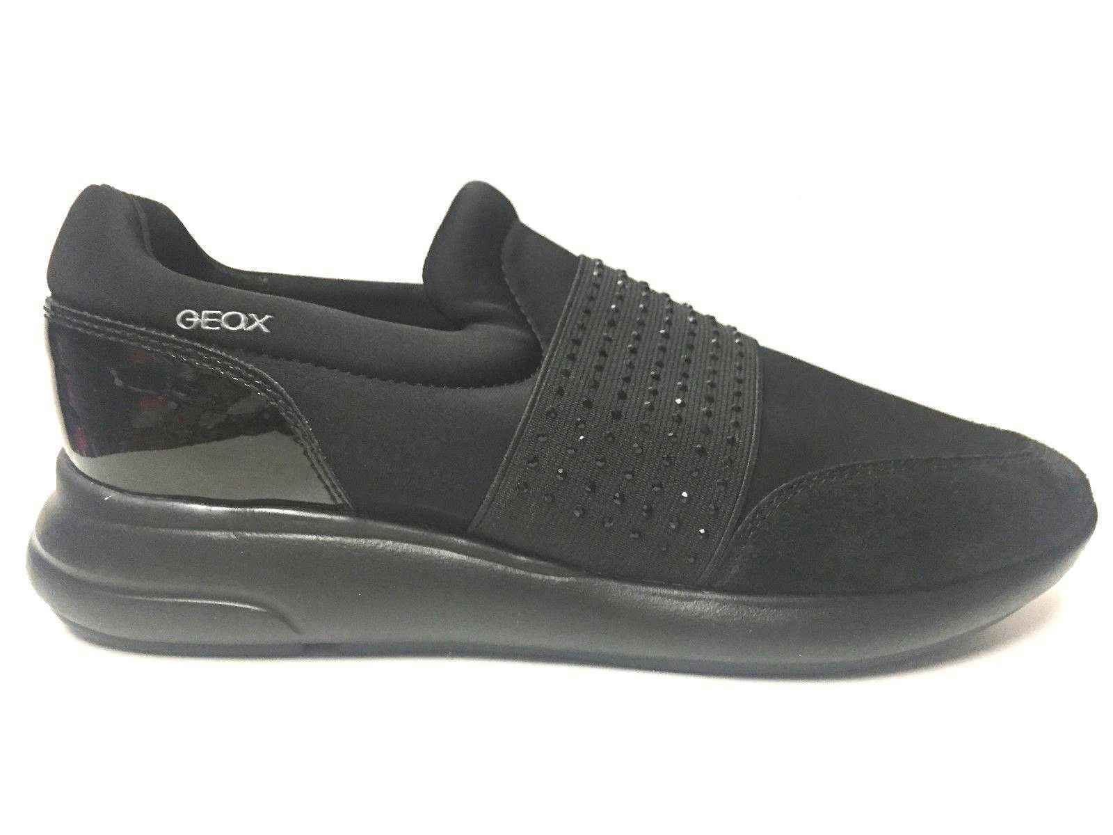 SCARPE SNEAKERS SLIP ON CASUAL DONNA GEOX A238 NERO ORIGINALE AI NEW