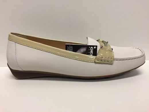 SCARPE MOCASSINI SANDALO DONNA GEOX ORIGINAL GRIN D0142Z BIANCO PELLE PE NEW