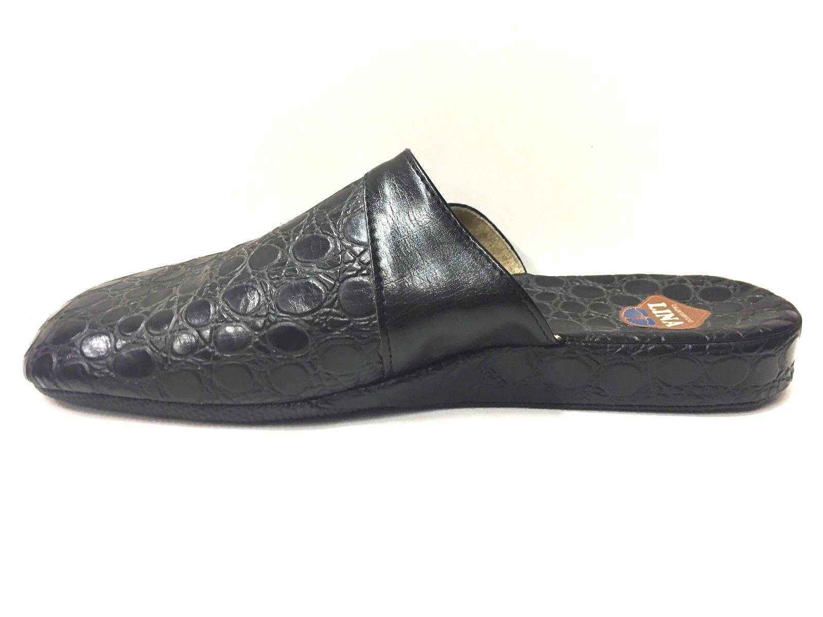 SCARPE CIABATTE PANTOFOLE SANDALO UOMO LINA ORIGINAL 8634 PELLE NERO AI NEW