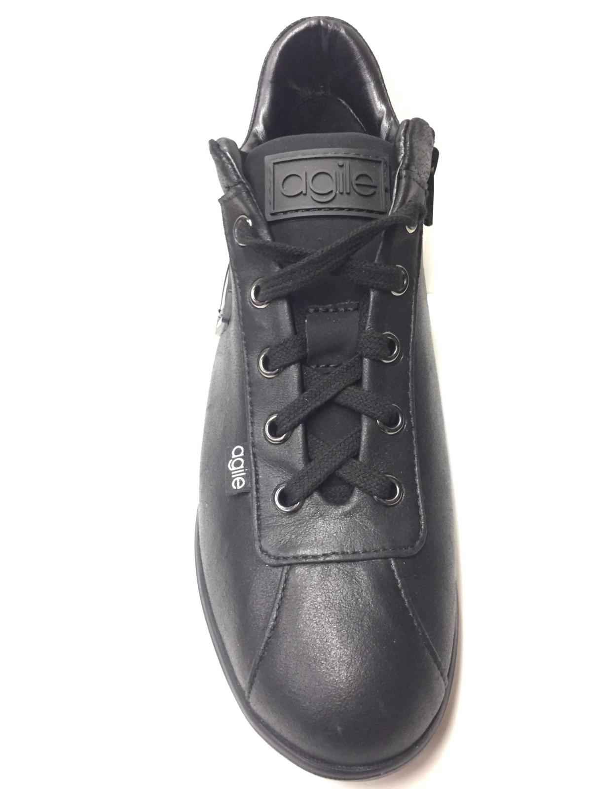 SCARPE SNEAKERS DONNA AGILE RUCOLINE 17000081 ALVIN 226 PELLE NERO ORIGINALE AI