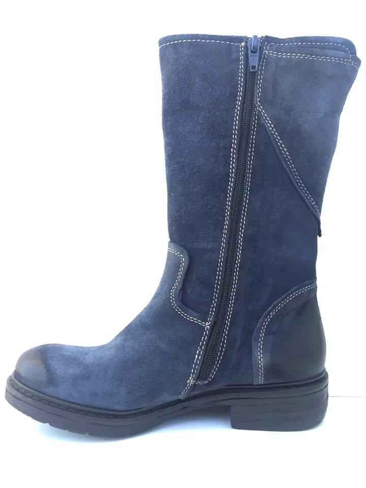 SCARPE STIVALE STIVALI DONNA MANAS 132D1917EX BLU PELLE ORIGINALE AI NEW