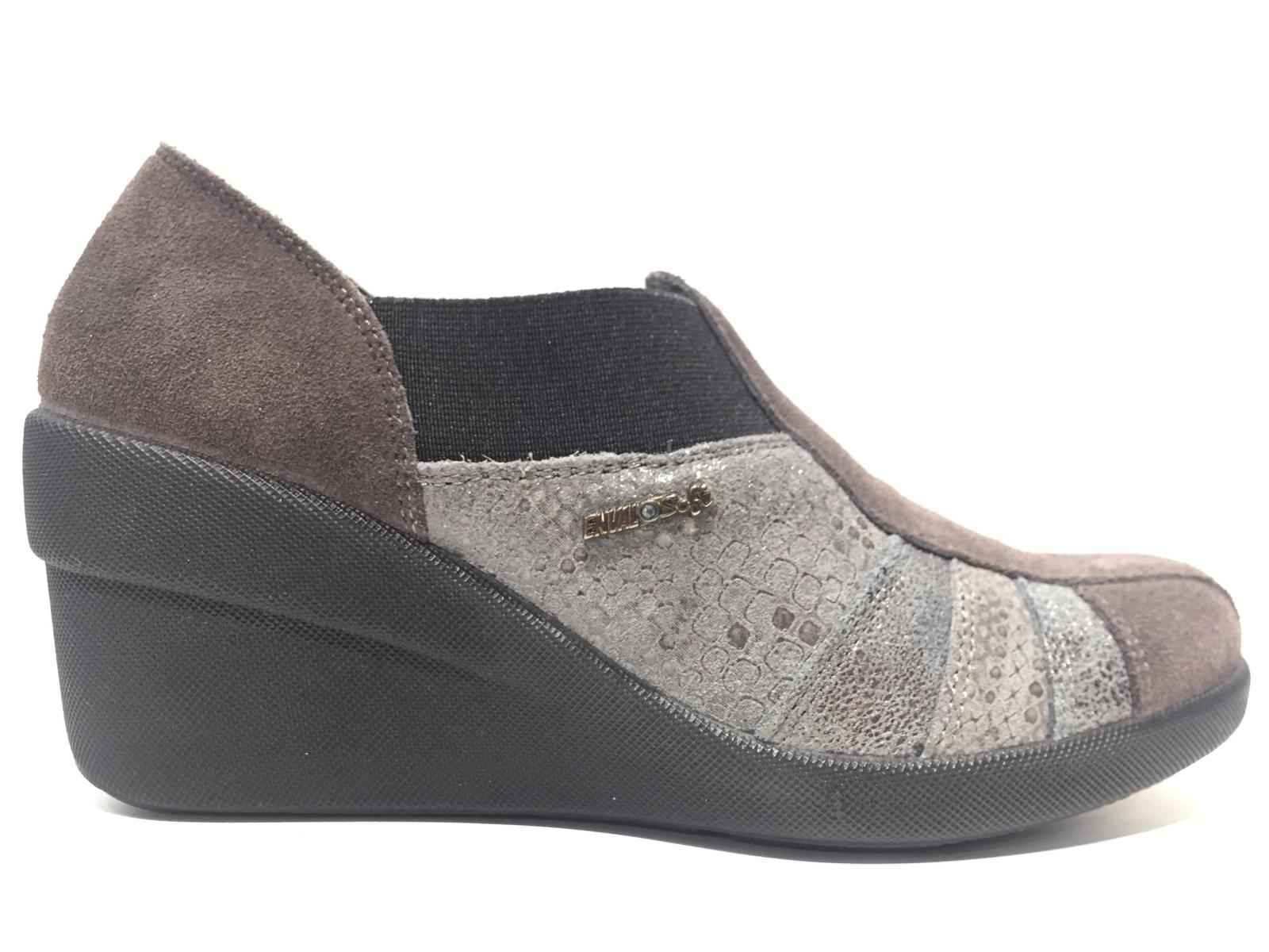 SCARPE SNEAKERS CASUAL DONNA ENVAL SOFT 69703 PELLE GRIGIO ORIGINALE AI NEW