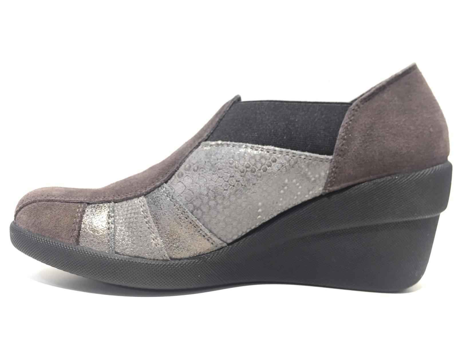 SCARPE SNEAKERS CASUAL DONNA ENVAL SOFT 69703 PELLE GRIGIO ORIGINALE AI NEW