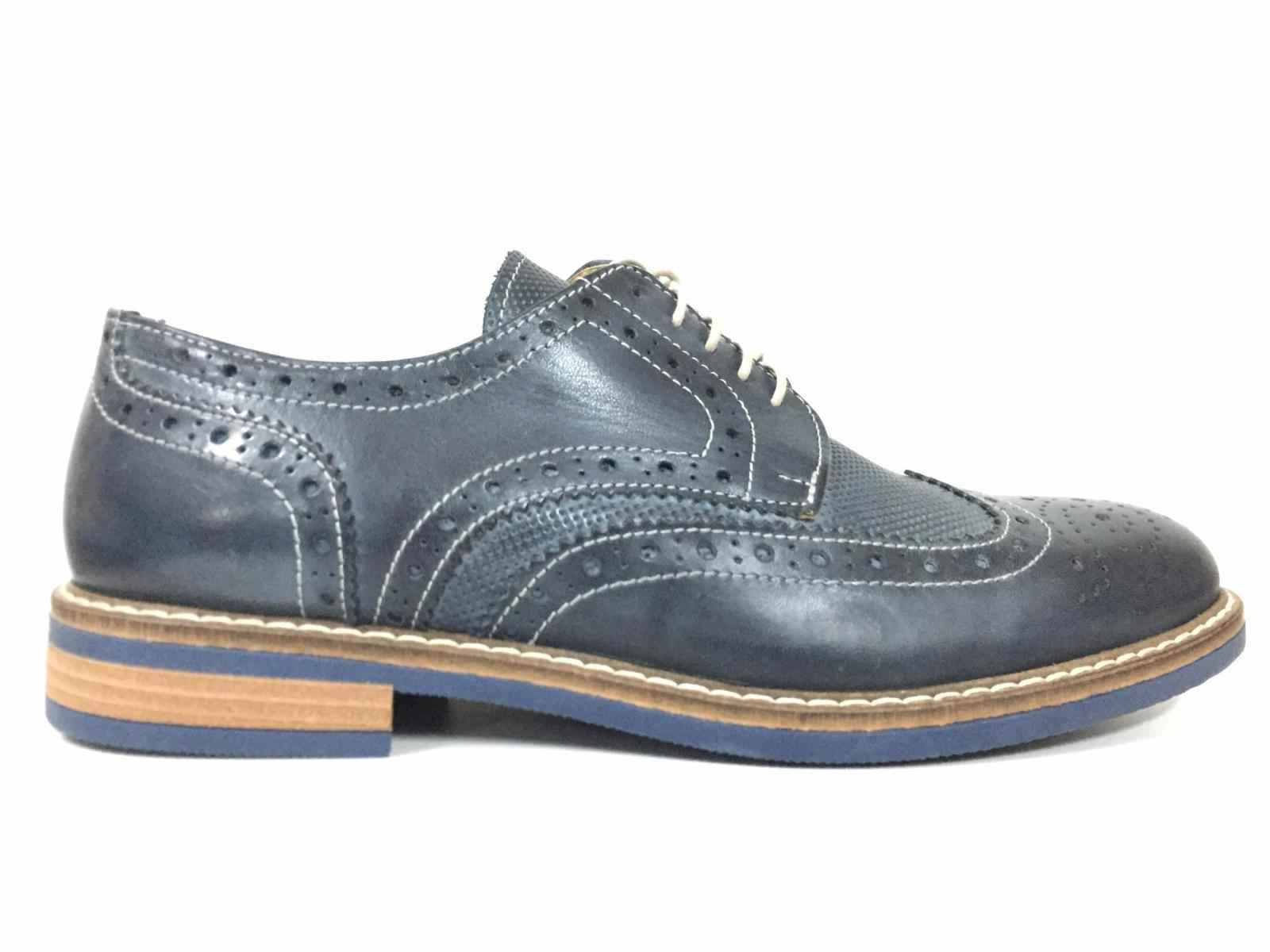 SCARPE DERBY CASUAL INGLESE UOMO BLACKSIDE 2815 F02 PELLE BLU ORIGINALE PE NEW