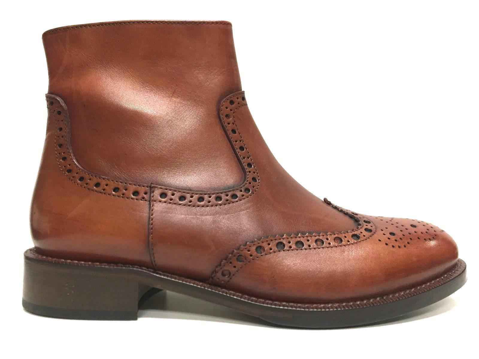 SCARPE STIVALI STIVALETTO DONNA CALPIERRE DT168 MARRONE PELLE ORIGINALE AI NEW