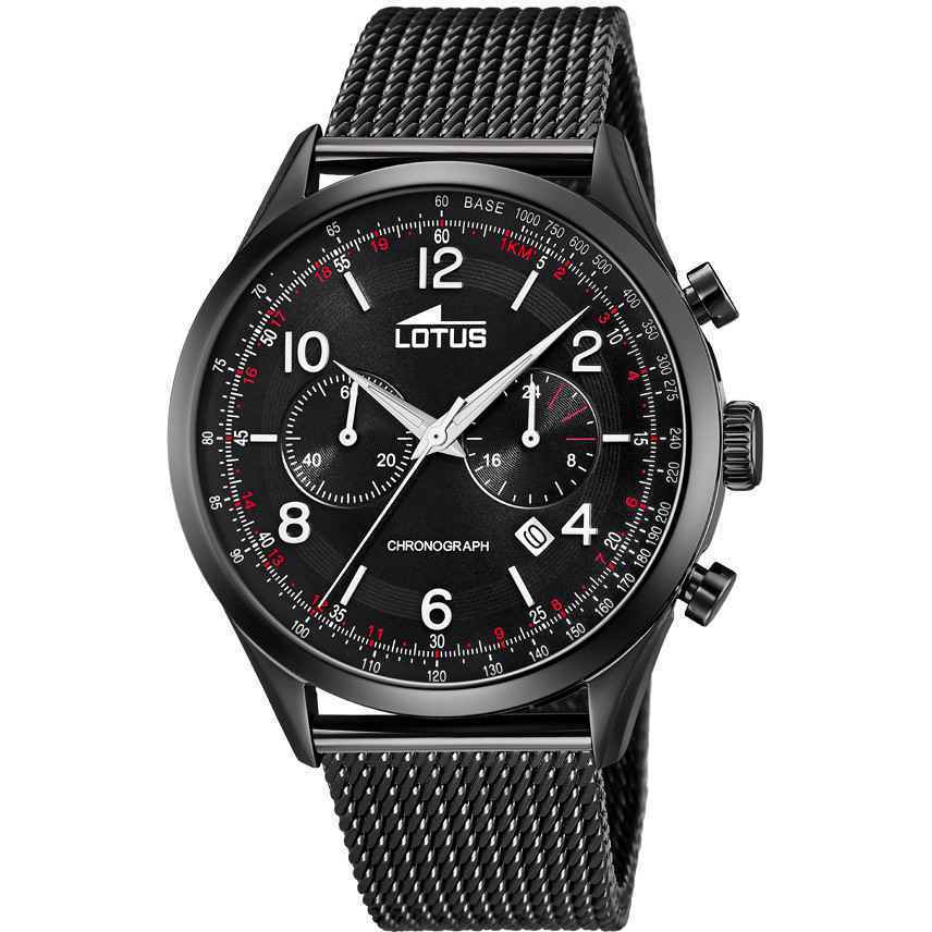 OROLOGIO CRONOGRAFO UOMO LOTUS 18556 1 ACCIAIO 43 NERO QUARZO ORIGINALE NEW