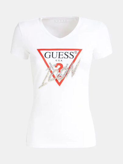 MAGLIA T SHIRT DONNA GUESS W01I20J1300 TWHT COTONE ORIGINALE PE 2020 NEW