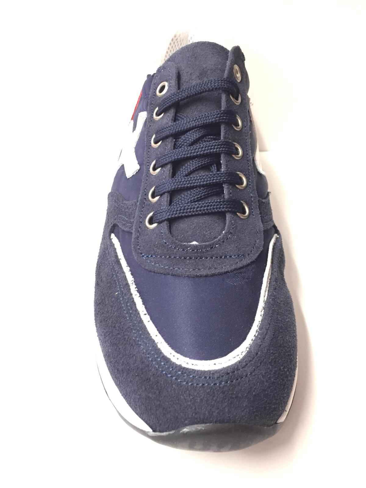 SCARPE SNEAKERS UOMO ALBERTO D ARAGONA 115 PELLE BLU ORIGINALE AI 2021