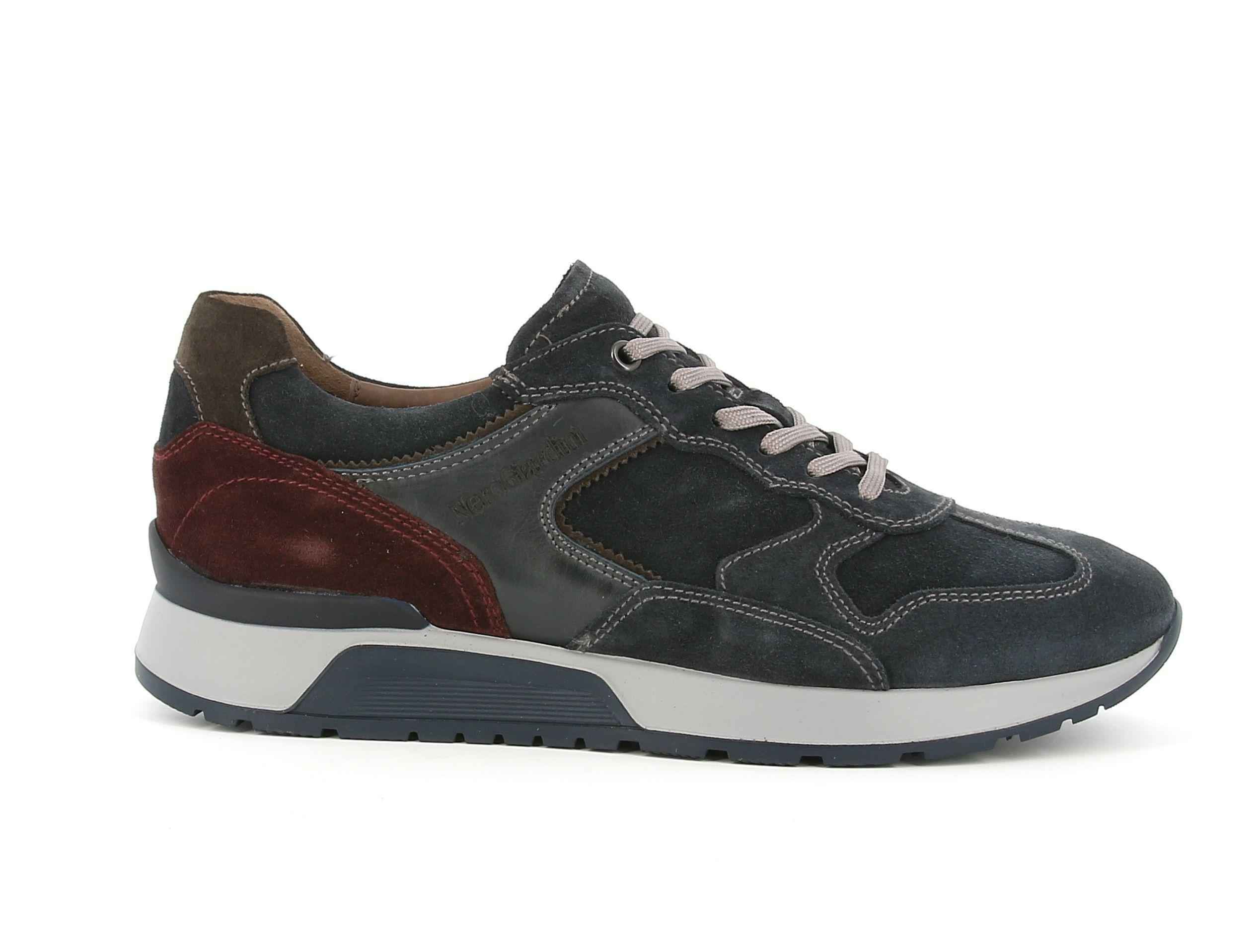 SCARPE SNEAKERS UOMO NERO GIARDINI I001721U 200 BLU PELLE ORIGINALE AI 2021