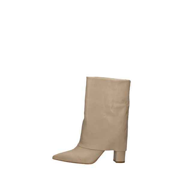 SCARPE STIVALI TRONCHETTO STIVALE DONNA MARLENA D 2792 PELLE BEIGE ORIGINALE PE