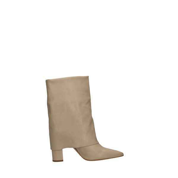 SCARPE STIVALI TRONCHETTO STIVALE DONNA MARLENA D 2792 PELLE BEIGE ORIGINALE PE