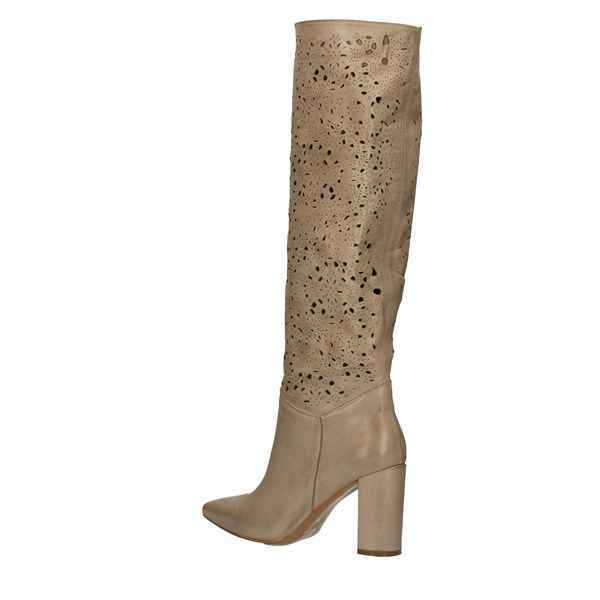SCARPE STIVALI TRONCHETO STIVALE DONNA MARLENA FD 2782 PELLE BEIGE ORIGINALE PE