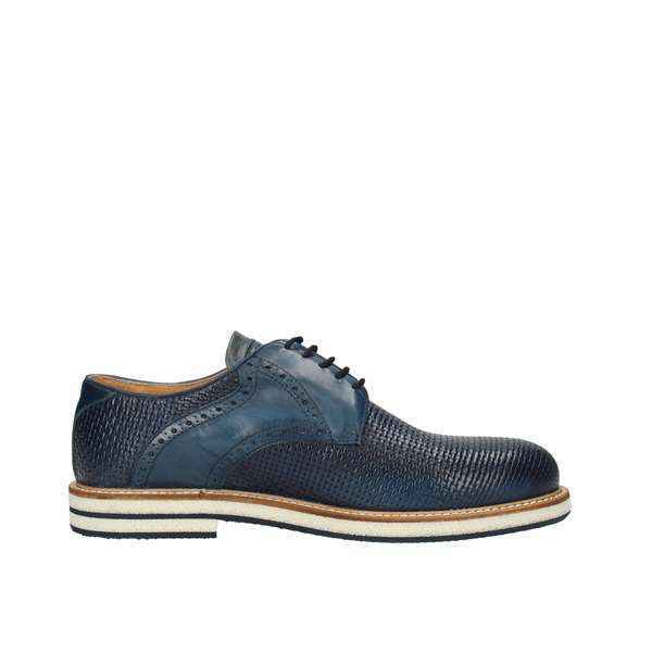 SCARPE DERBY INGLESE CASUAL UOMO EXTON 672 PELLE BLU ORIGINALE PE NEW