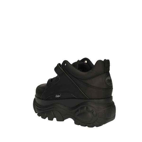 SCARPE SNEAKERS ALTE DONNA BUFFALO LONDON 1339 14 PELLE NERO ORIGINALE AI NEW