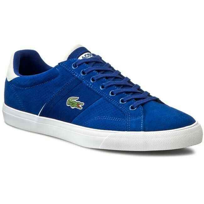 SCARPE SNEAKERS UOMO LACOSTE FAIRLEAD 7 31SPM0015125 PELLE BLU ORIGINALE PE