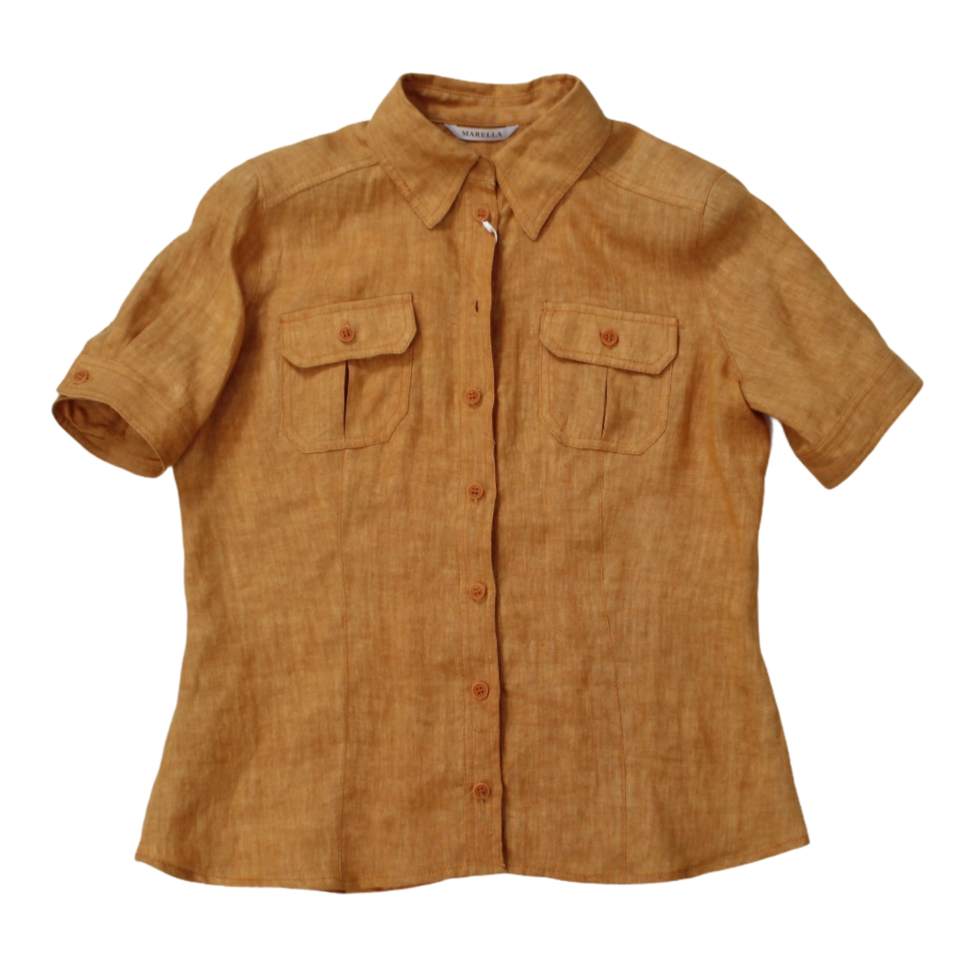 ABITO VESTITO CASUAL DONNA MARELLA NERON 32120482 04 ARANCIO LINO CAMICIA PE