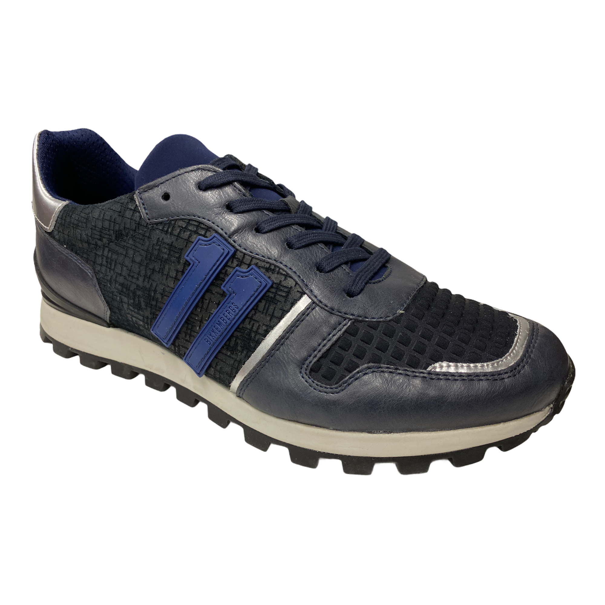 SCARPE SNEAKERS UOMO BIKKEMBERGS LOW NUMBER BKR102204 PELLE BLU ORIGINALE PE