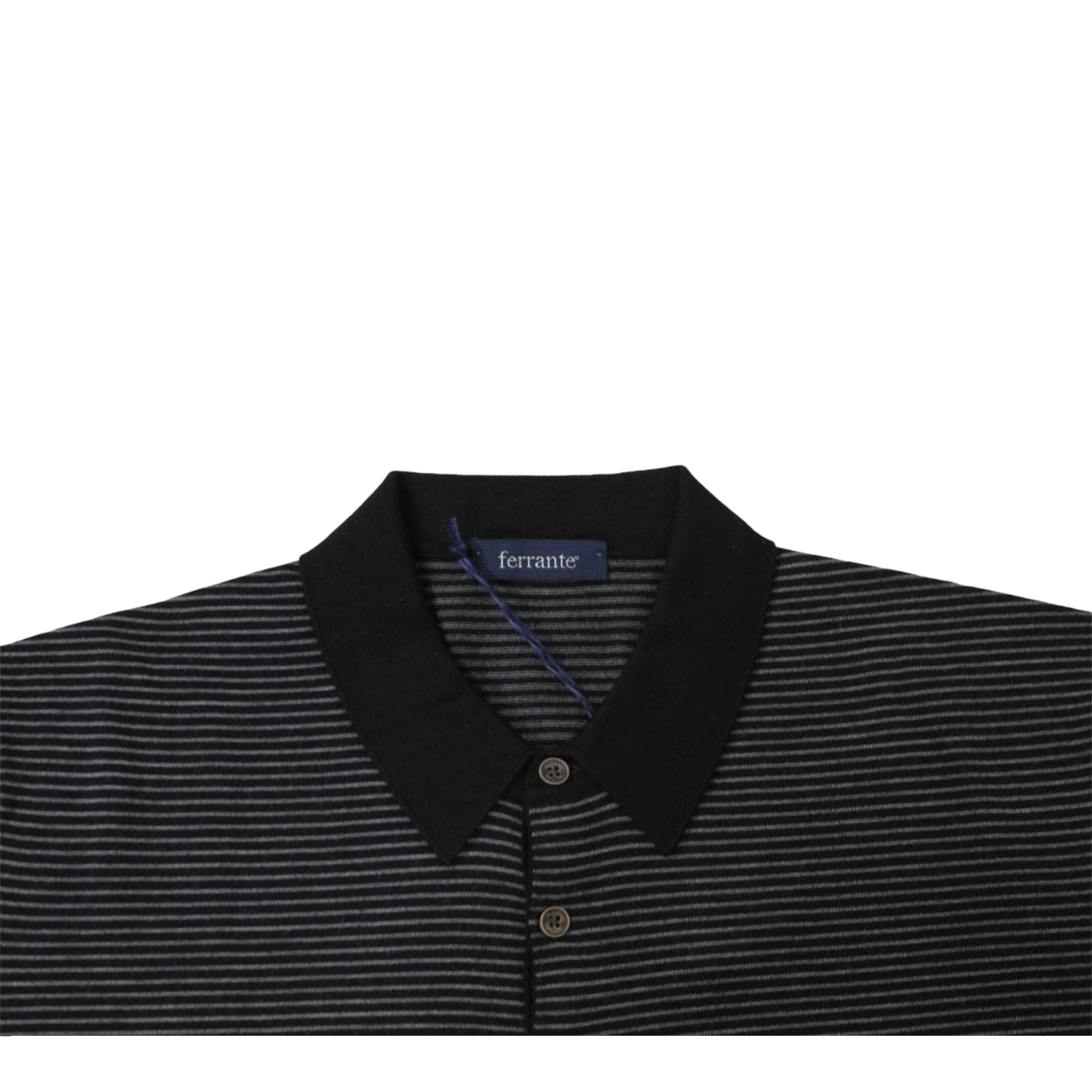 MAGLIA POLO CASUAL UOMO FERRANTE BOTTONE M27607 837 RIGATO NERO ORIGINALE AI
