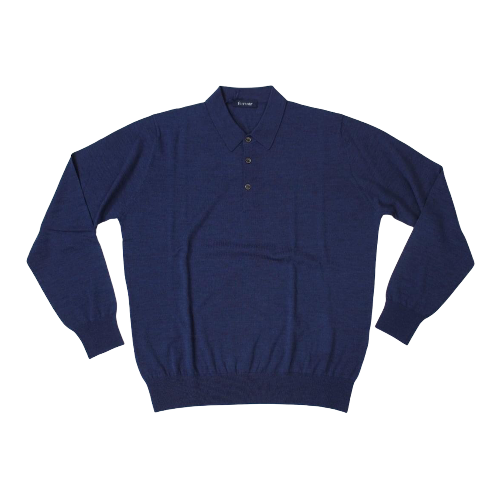 MAGLIA POLO CASUAL UOMO FERRANTE G27601 080 BLU MANICA LUNGA LANA MERINO AI