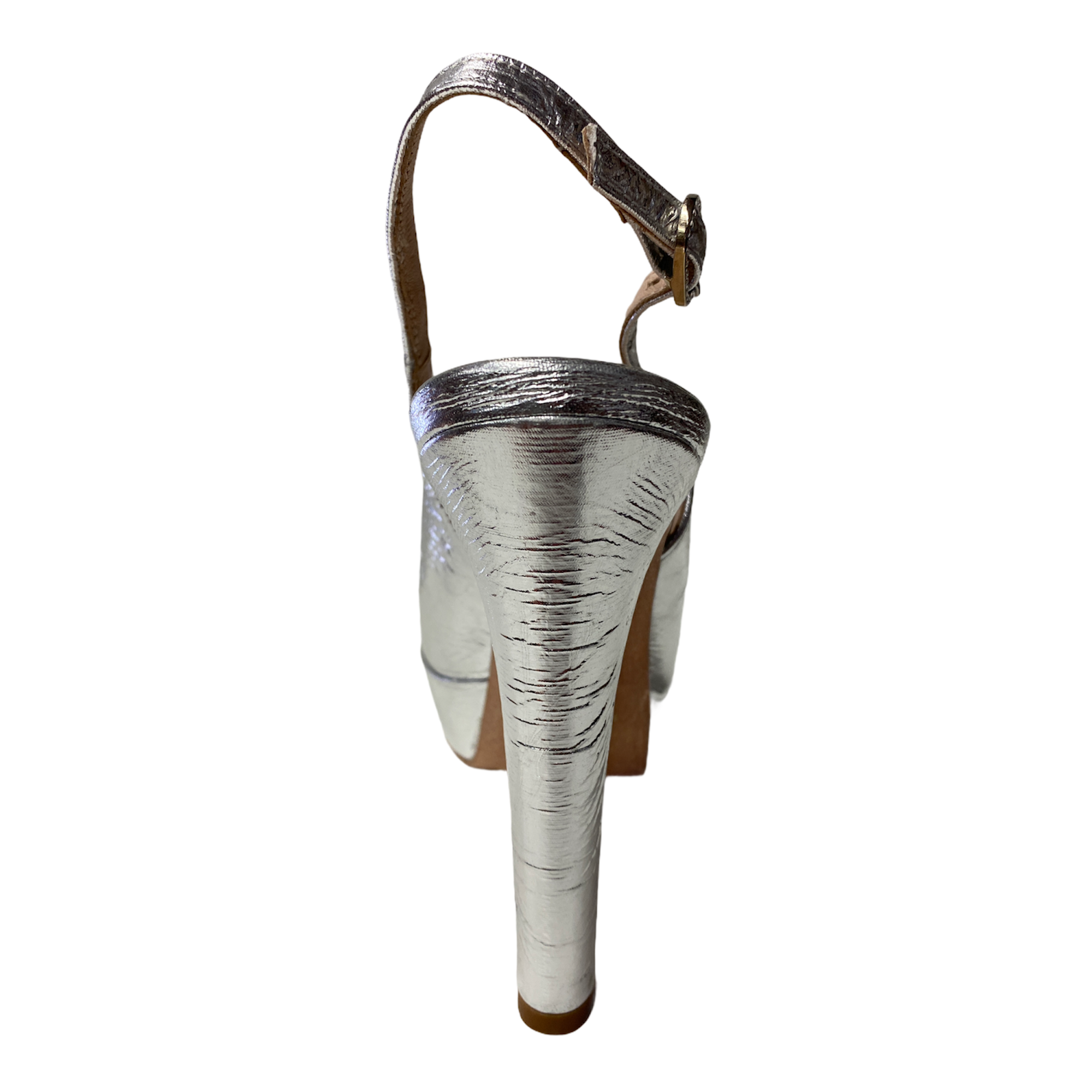 SCARPE SANDALO TACCO DONNA LORENZO MARI LOR1010 PELLE SILVER ORIGINALE PE