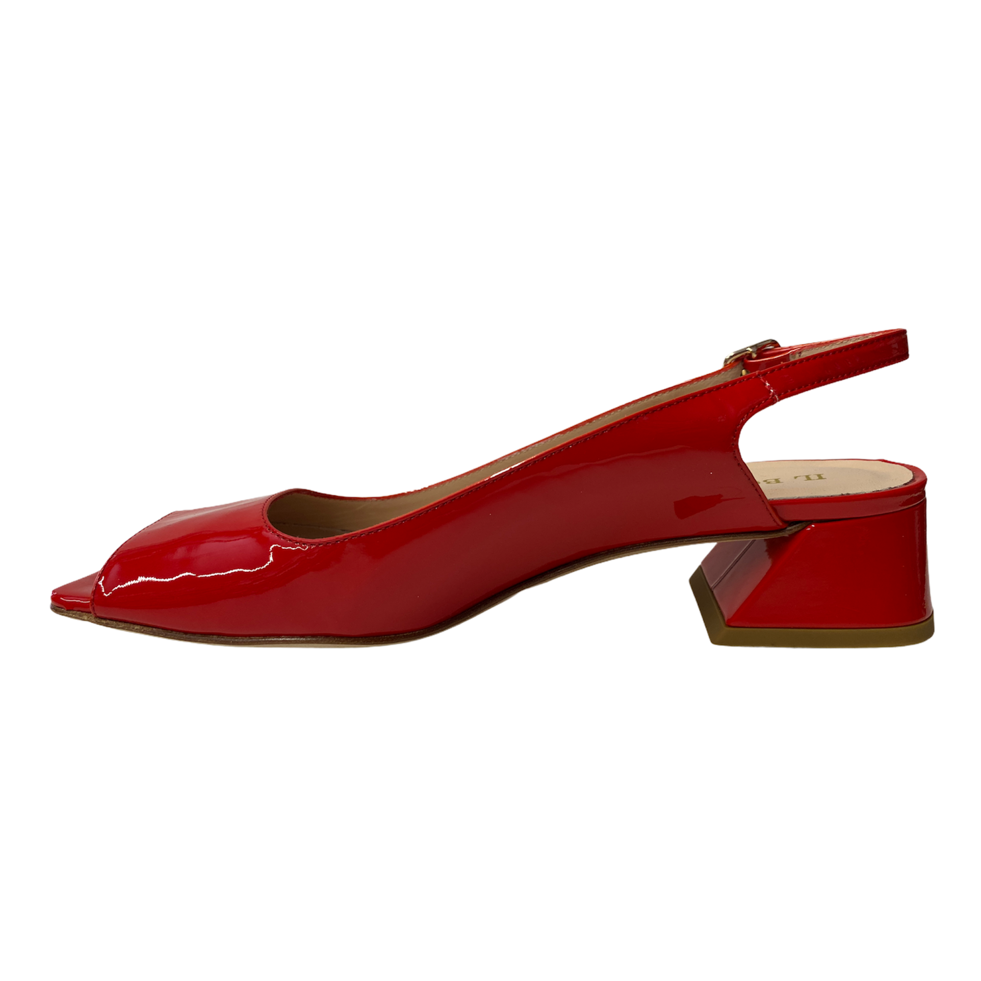 SCARPE DECOLTE SANDALO DONNA IL BORGO LUPIN PELLE ROSSO ORIGINALE PE