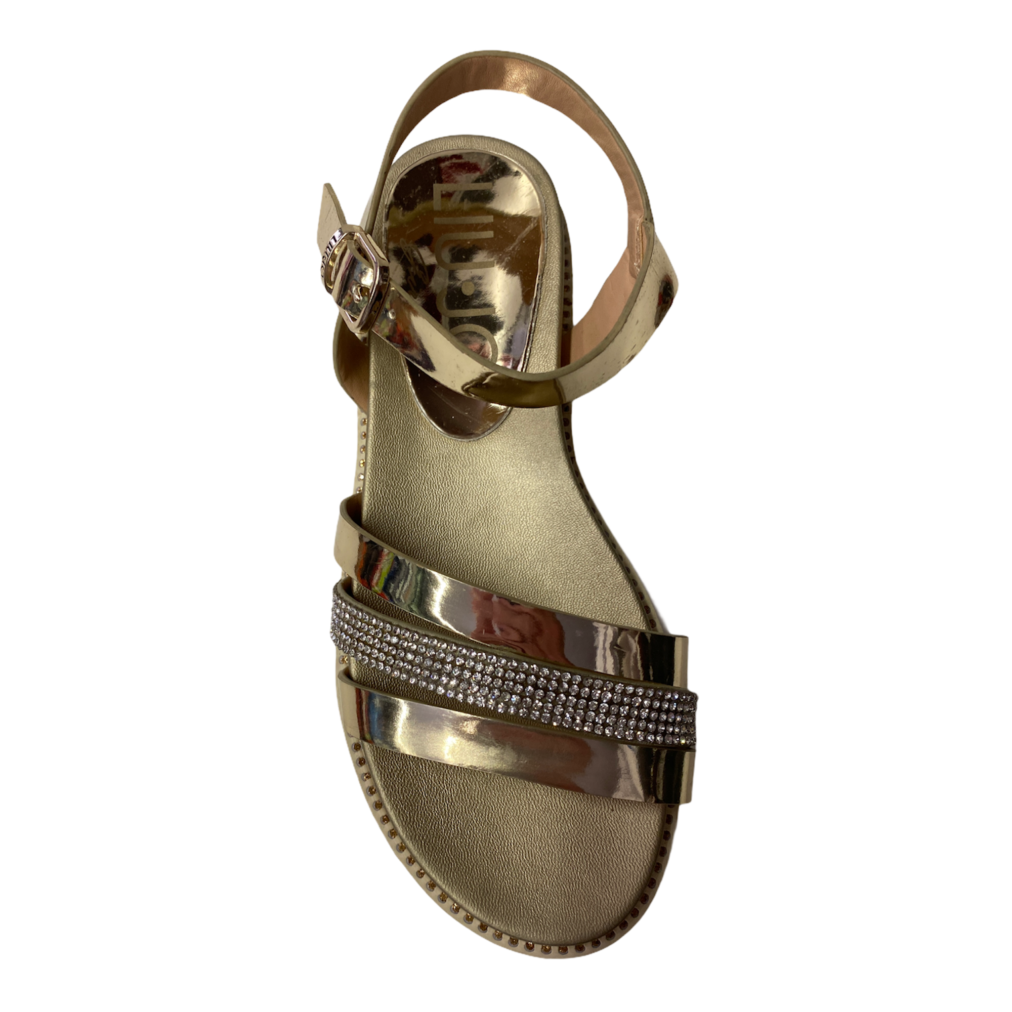 SCARPE SANDALO SANDALI BAMBINA LIU JO CAMP 2021D PELLE ORO ORIGINALE PE