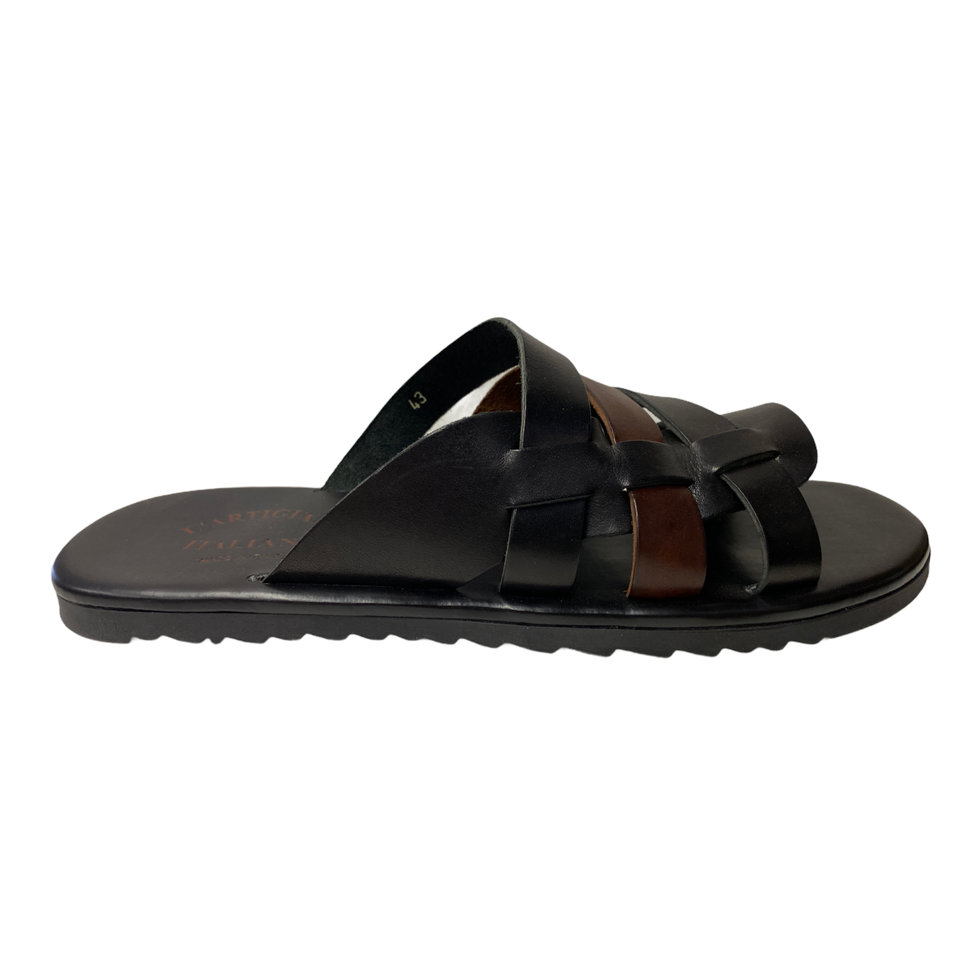 SCARPE CIABATTE SANDALO UOMO L ARTIGIANO ITALIANO M6679 CUOIO BROWN ORIGINALE PE