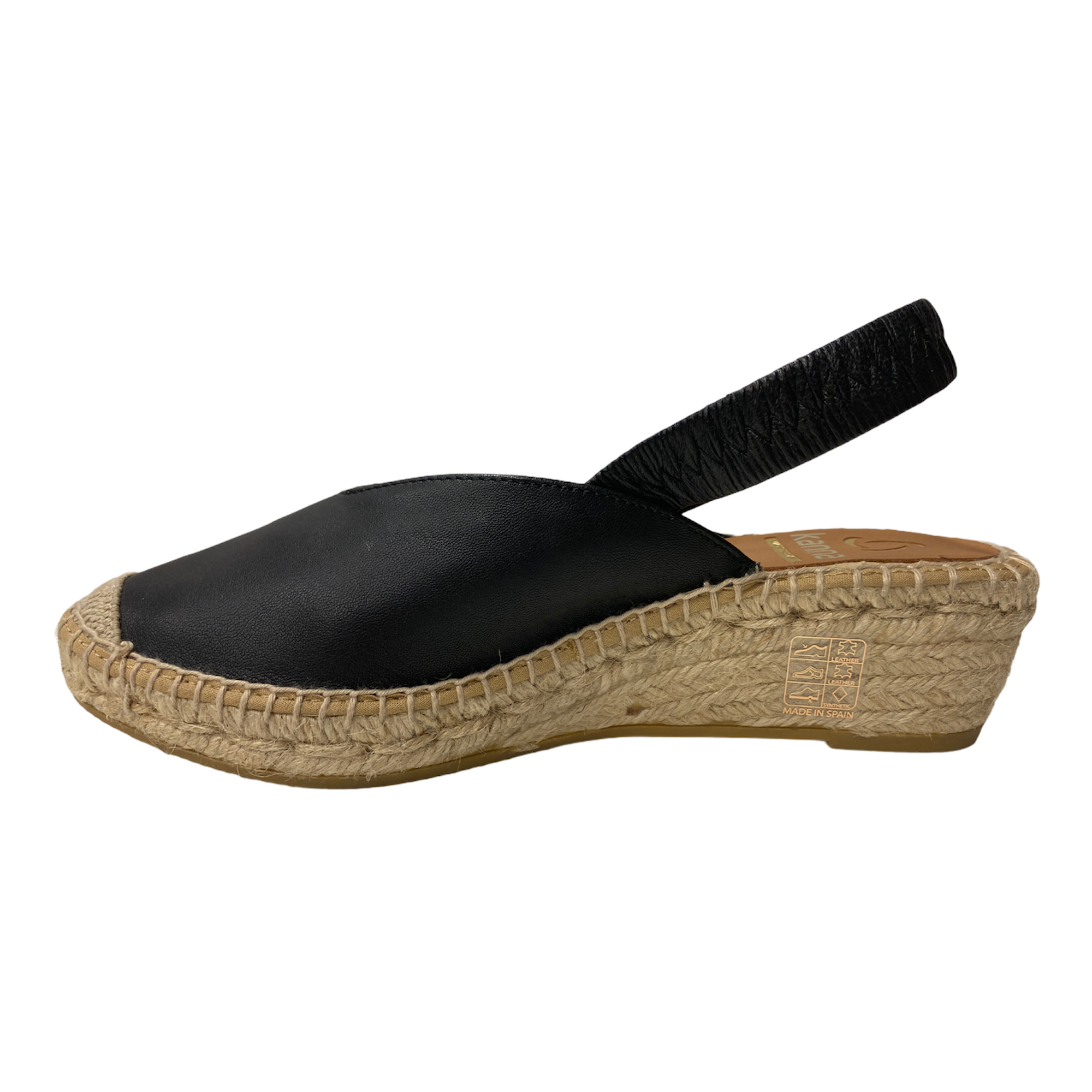 SCARPE SANDALO SANDALI ESPADRILLAS DONNA KANNA 19KV9040 PELLE NERO ORIGINALE PE