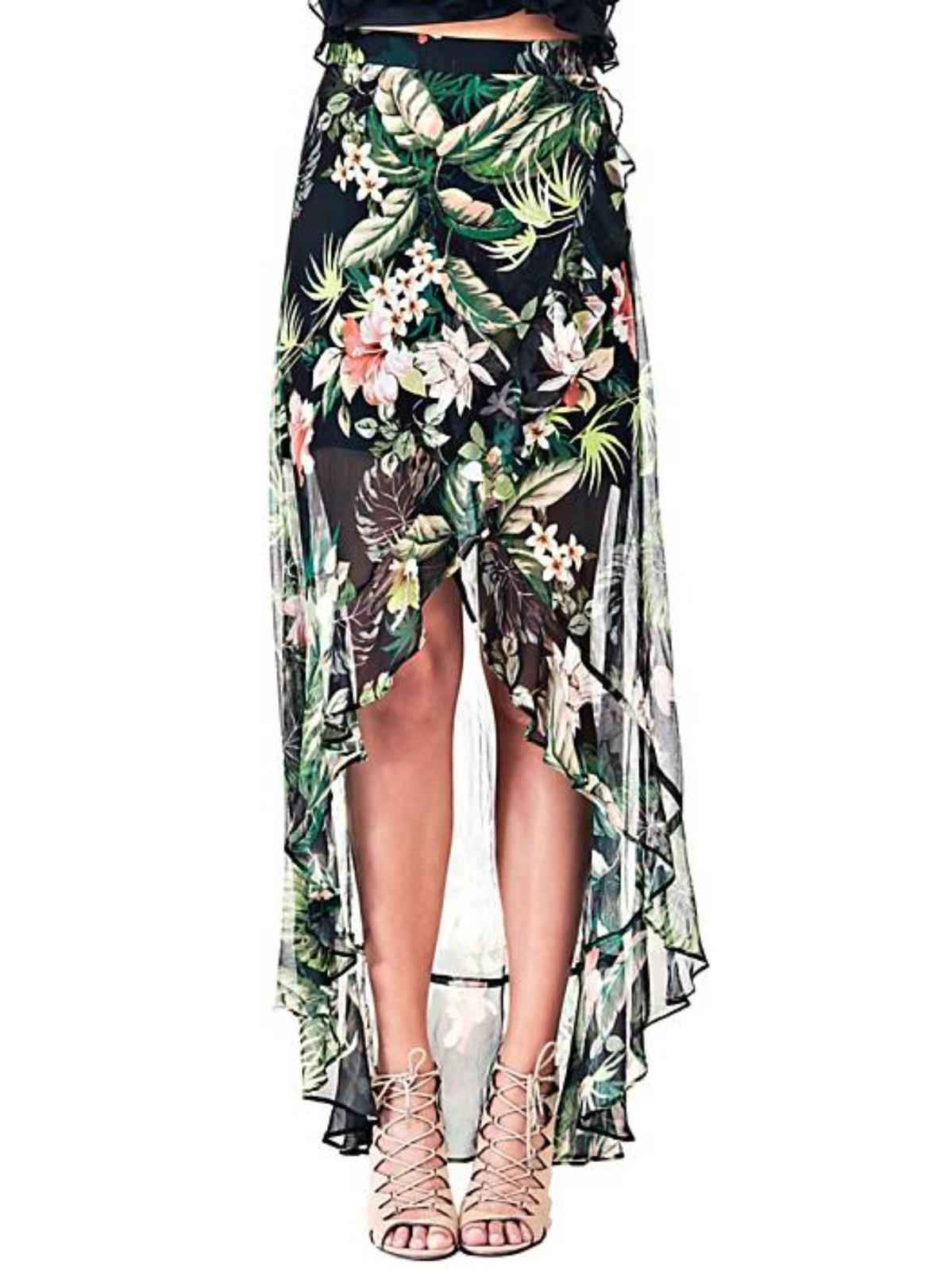 GONNE GONNA LUNGA DONNA GUESS W82D18W9WN0 PE56 VERDE ORIGINALE PE