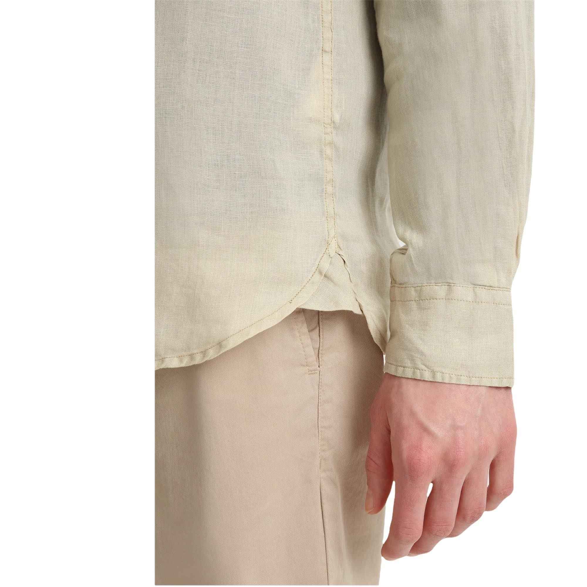 CAMICIA CAMICIE UOMO WOOLRICH CFWOSI0046MRUT2558 LINO BEIGE ORIGINALE PE 2021
