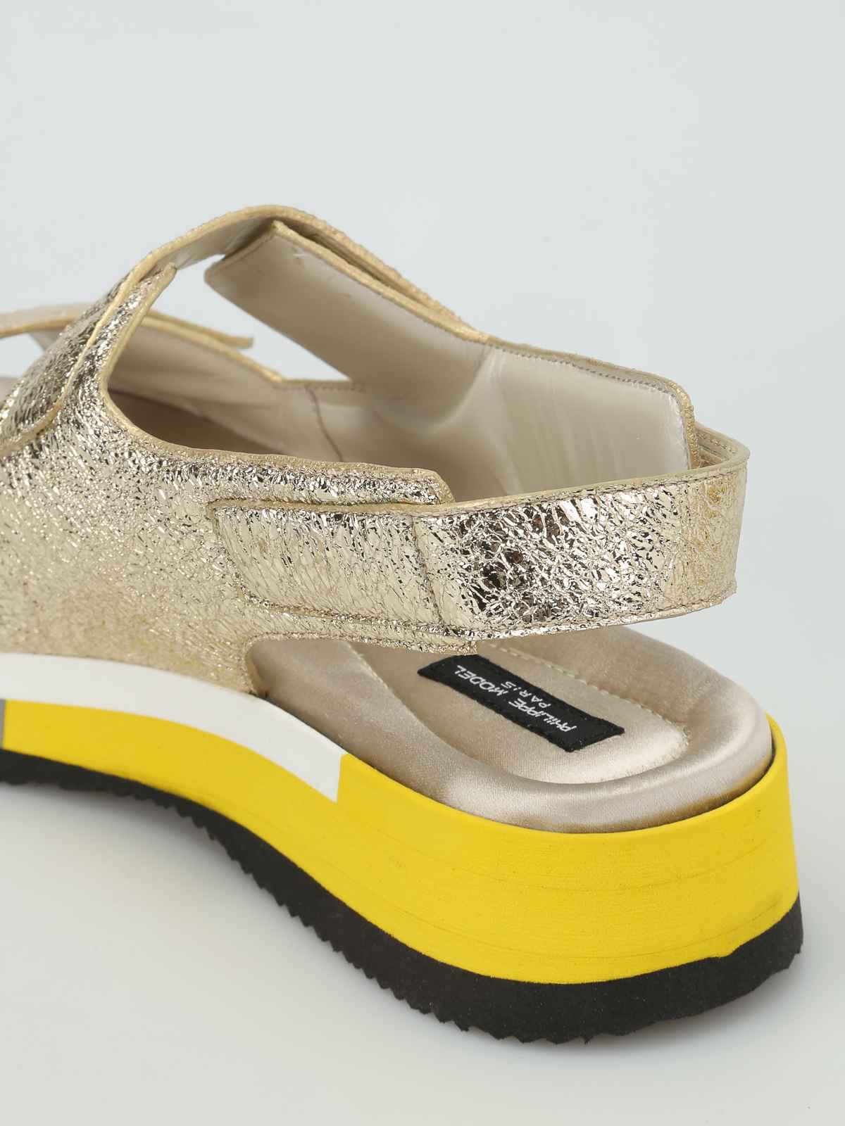 SCARPE SANDALO SANDALI DONNA PHILIPPE MODEL DAHLIA PELLE ORO ORIGINALE PE