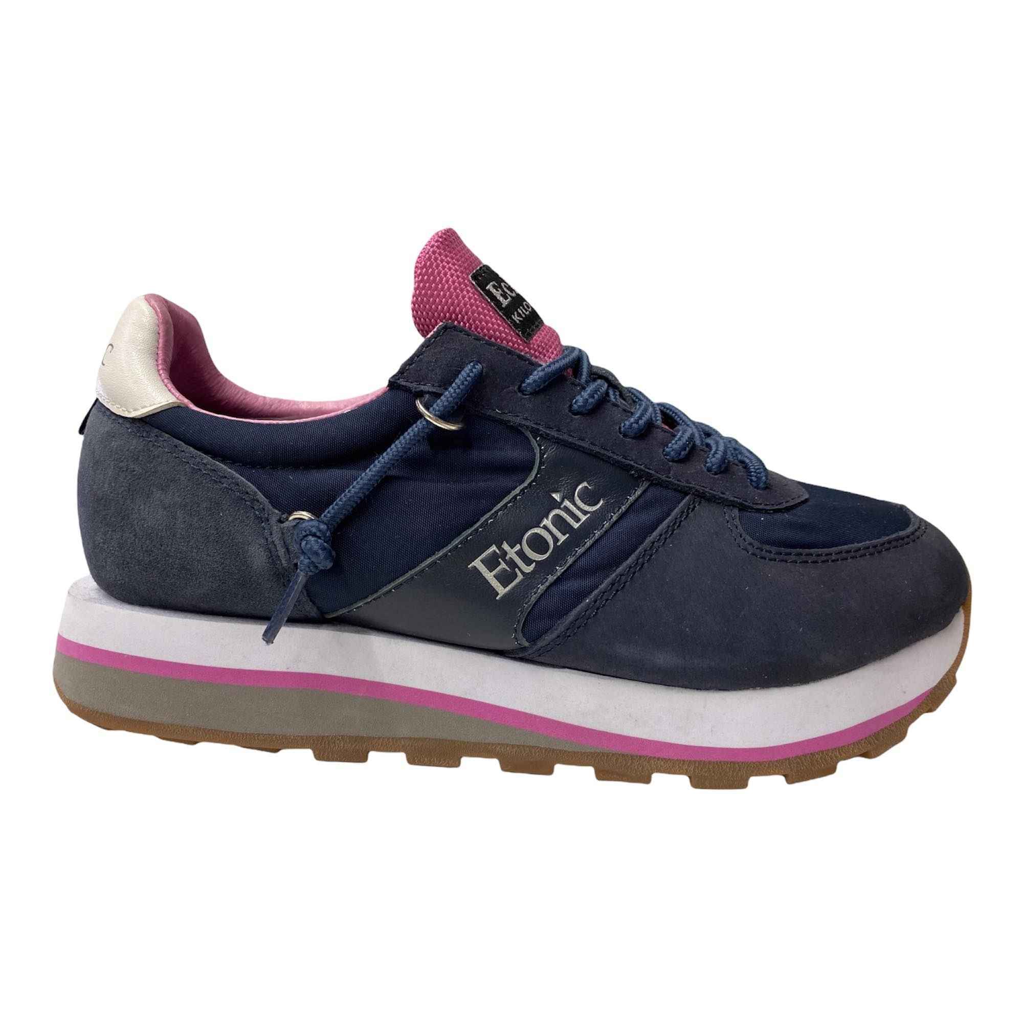 SCARPE SNEAKERS DONNA ETONIC KILOMETRO PEAK ETW923703 PELLE BLU ORIGINALE PE