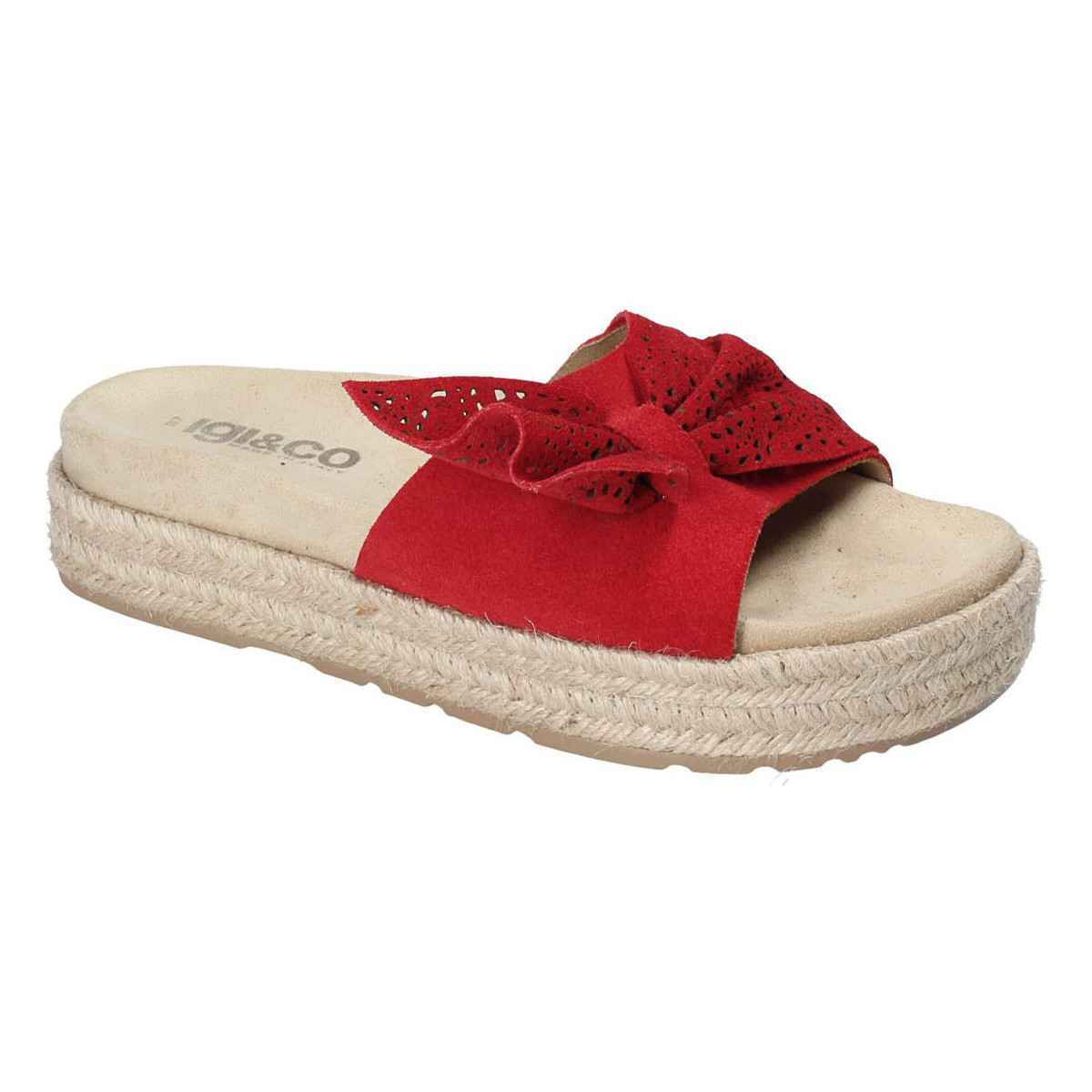SCARPE SANDALO CIABATTE DONNA IGIECO IGI E CO 3197177 PELLE ROSSO ORIGINALE PE