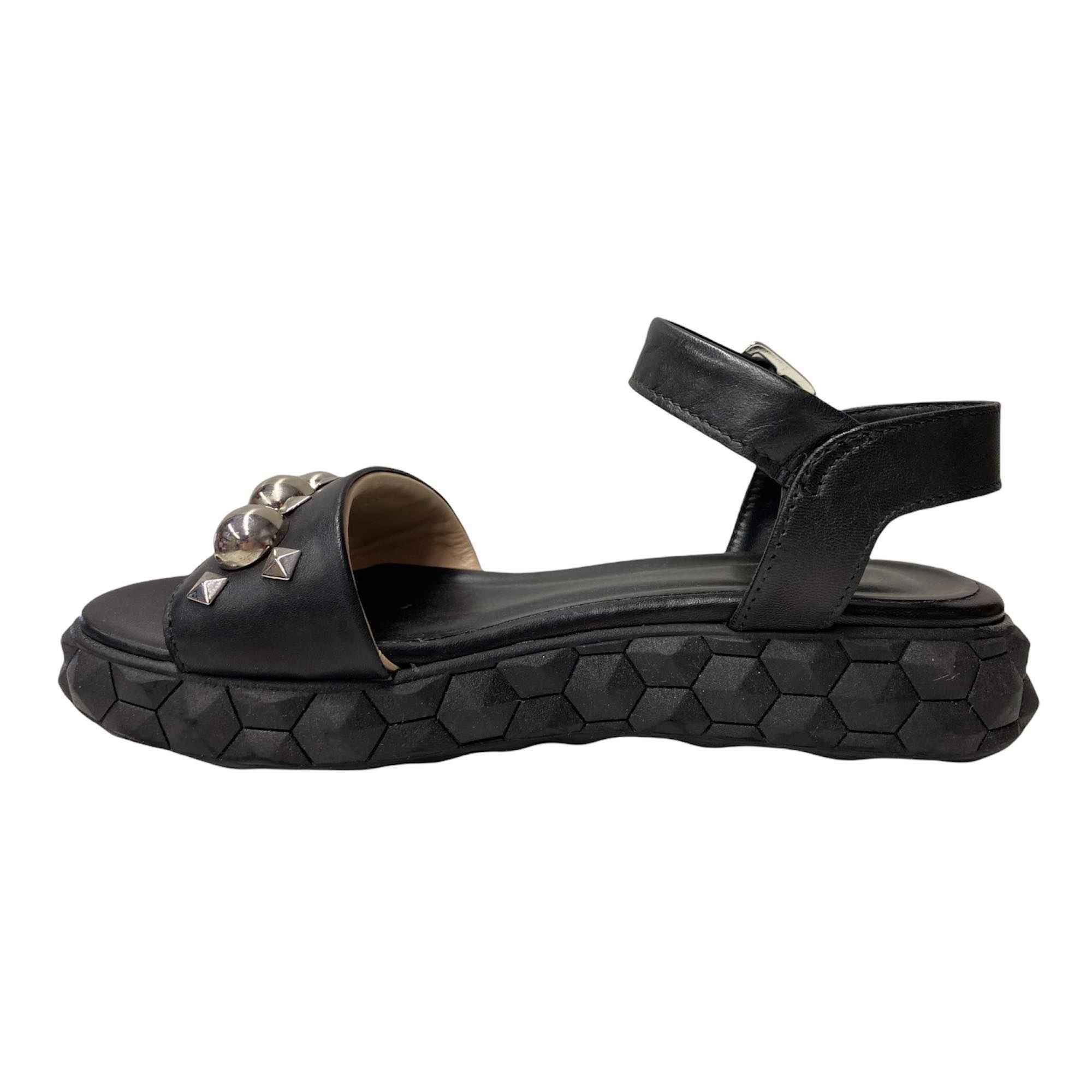 SCARPE SANDALO TACCO DONNA FABBRICA DEI COLLI 1WET102 PELLE NERO ORIGINALE PE