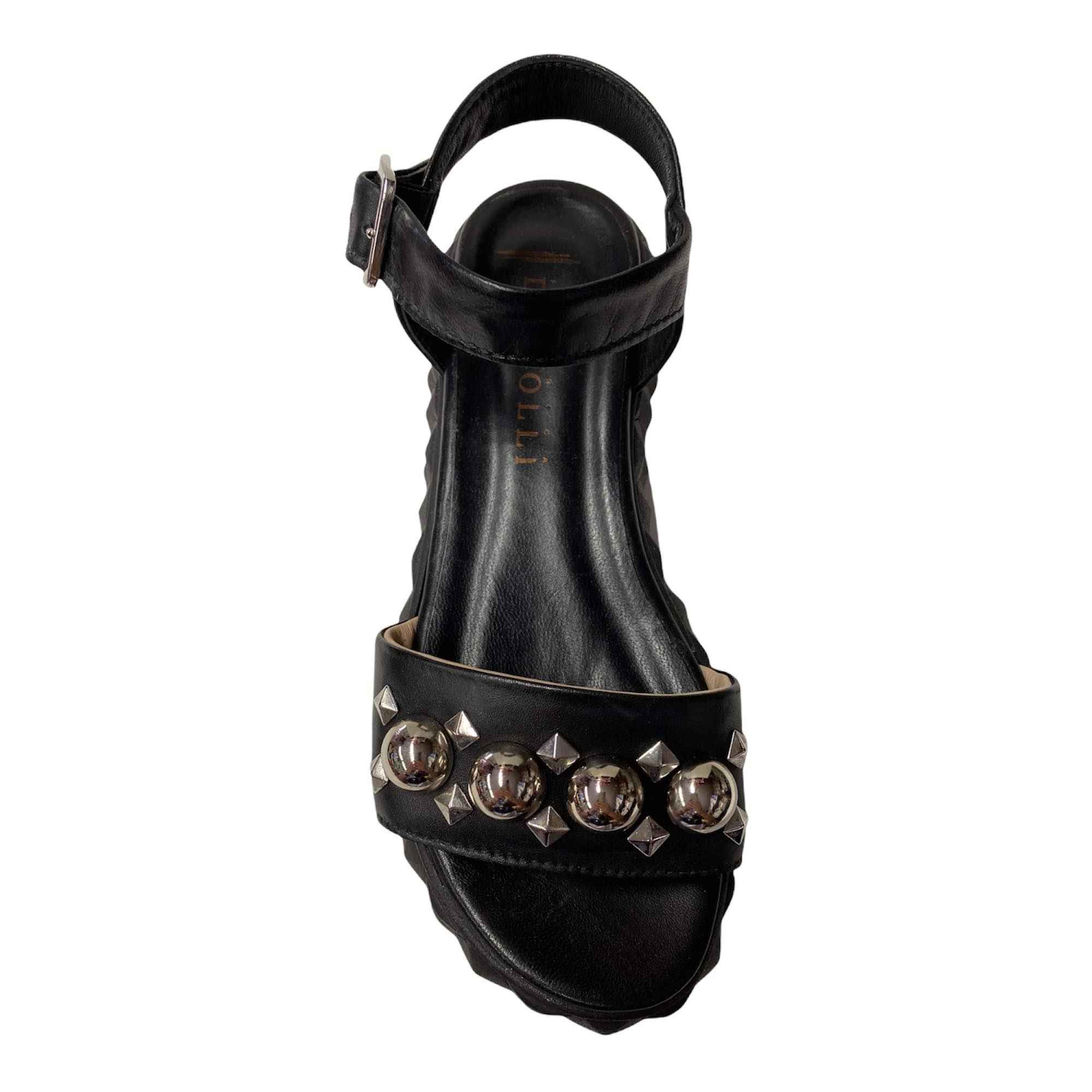 SCARPE SANDALO TACCO DONNA FABBRICA DEI COLLI 1WET102 PELLE NERO ORIGINALE PE