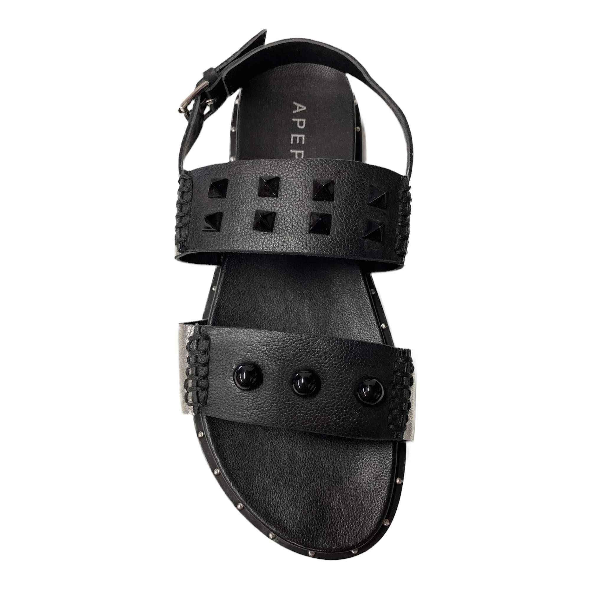 SCARPE SANDALO SANDALI DONNA APEPAZZA JUDITTE JPL04 PELLE NERO ORIGINALE PE