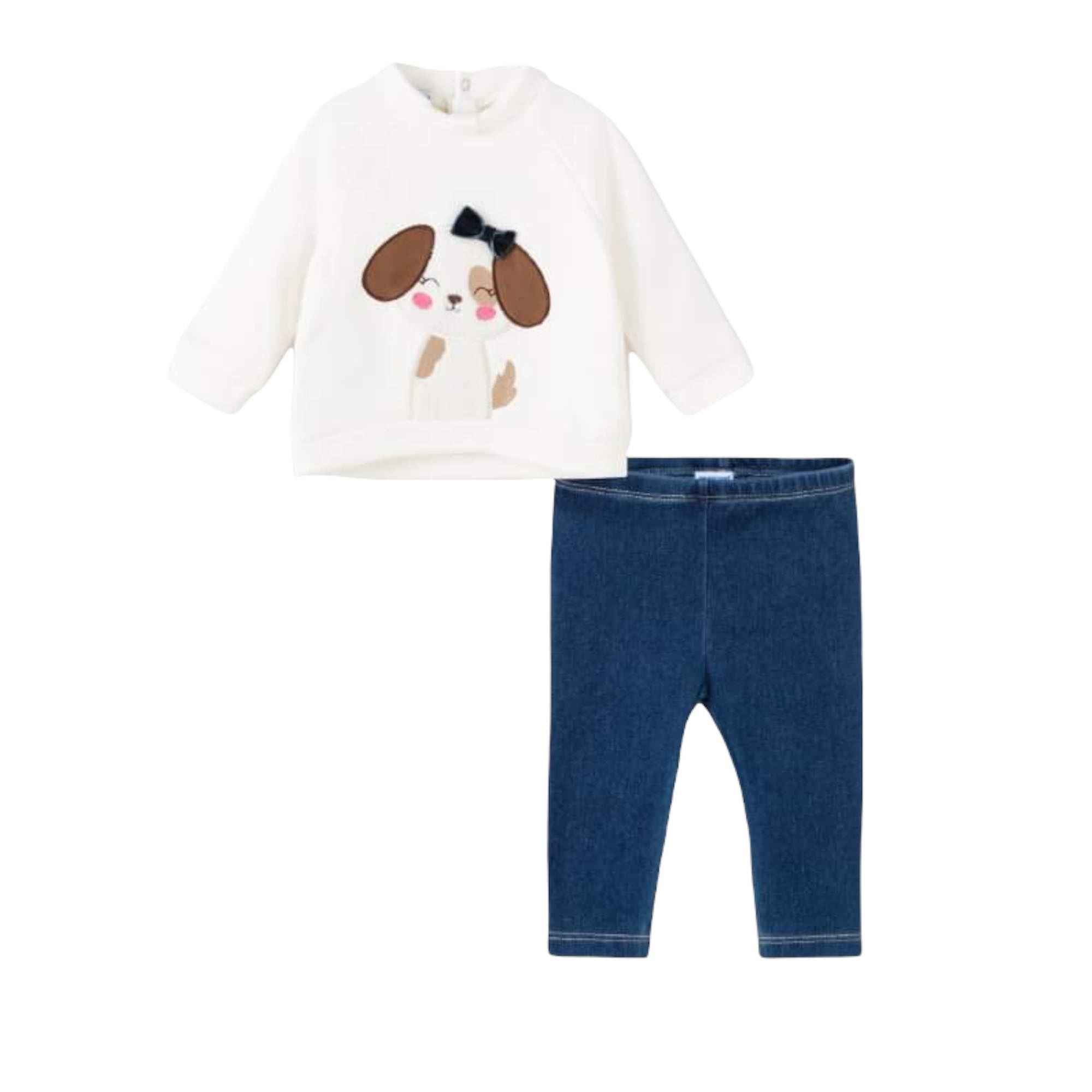 COMPLETO FELPA LEGGINGS BIMBA MAYORAL 2719 COTONE 78 BIANCO ORIGINALE AI 2022