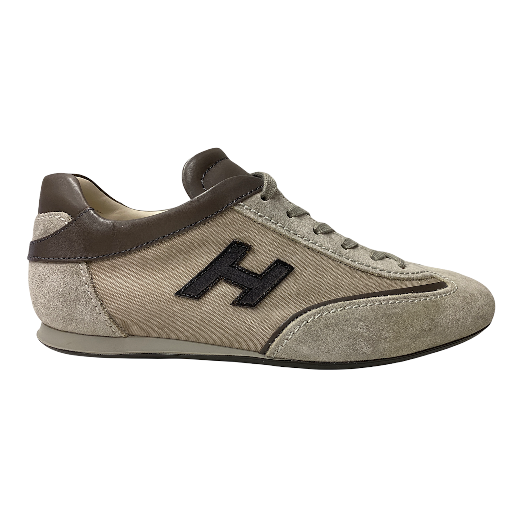 SCARPE SNEAKERS UOMO HOGAN OLYMPIA SLASH H VINTAGE PELLE GRIGIO ORIGINALE PE