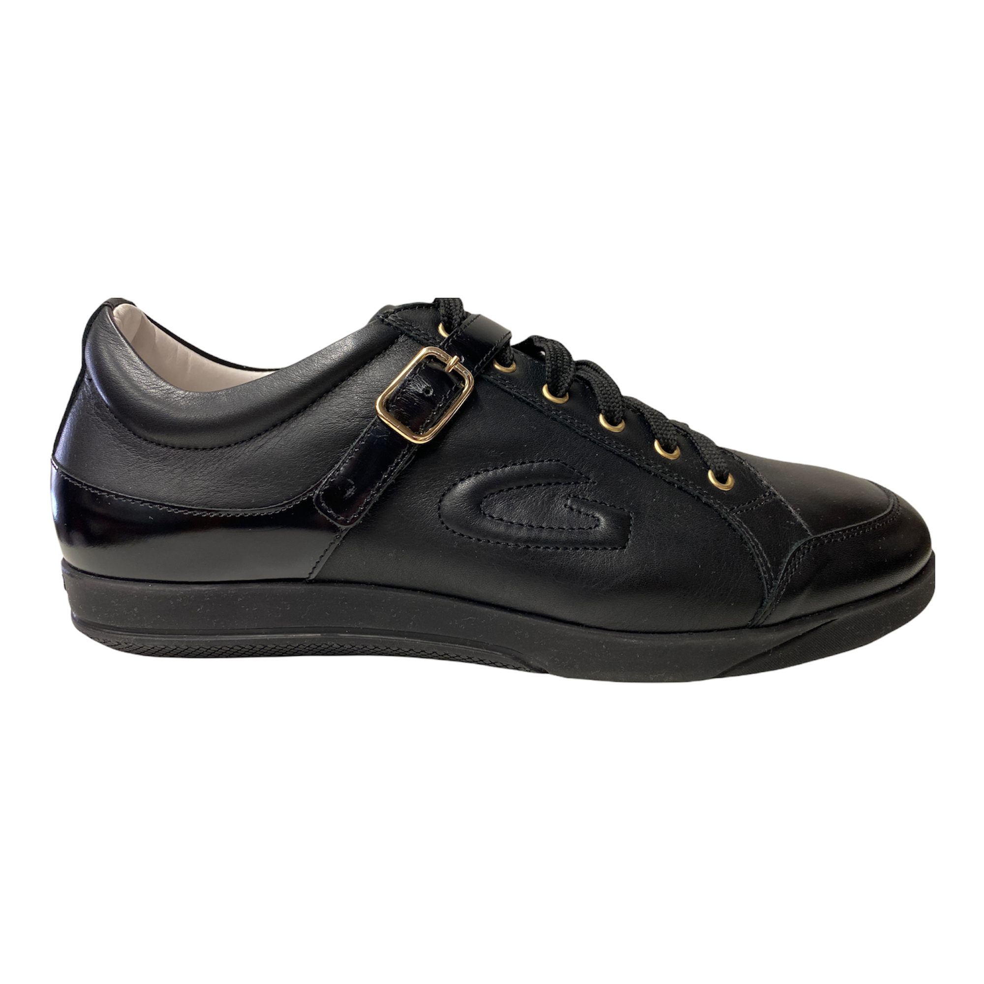 SCARPE SNEAKERS UOMO GUARDIANI SPORT LARSON SU65435B PELLE NERO ORIGINALE AI