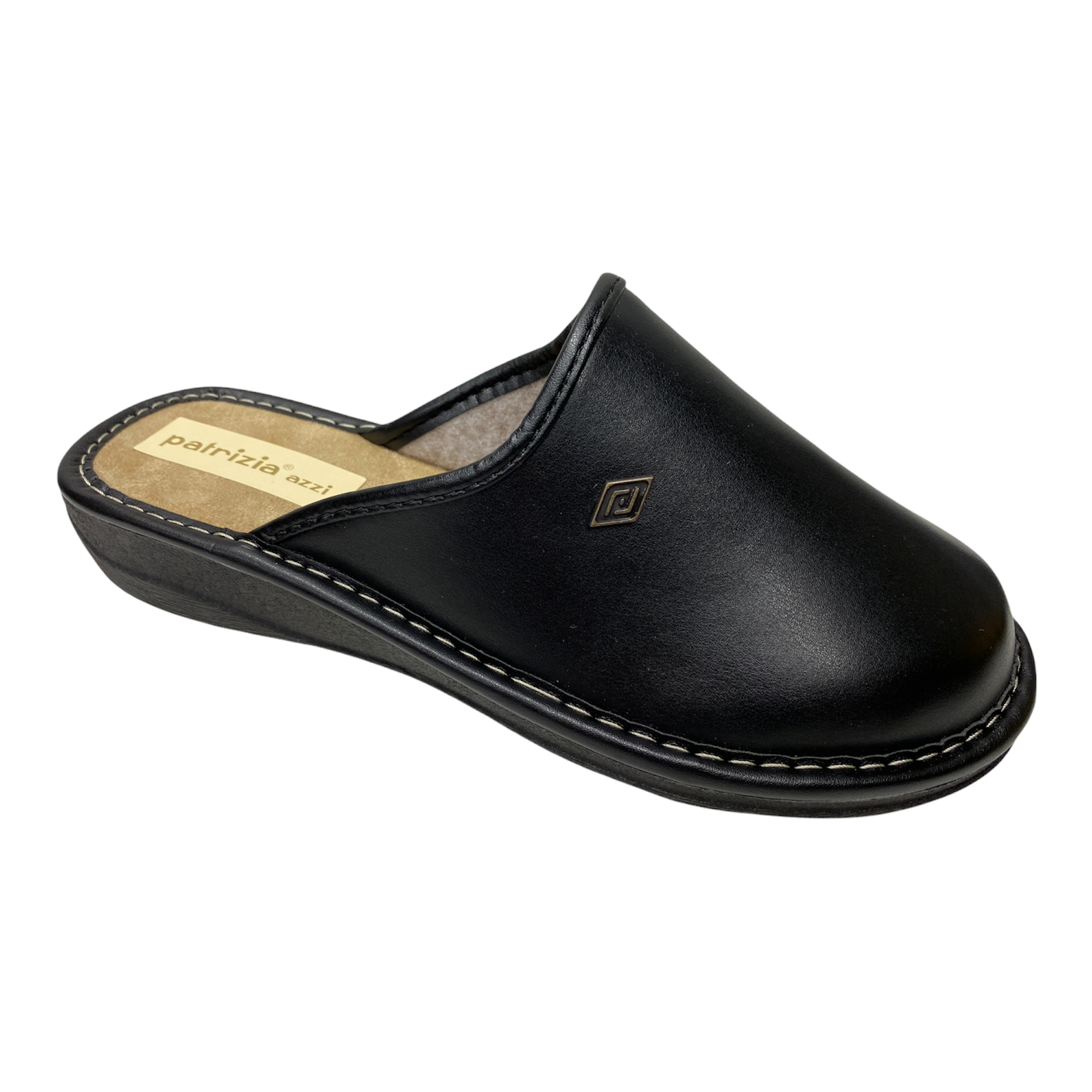 SCARPE PANTOFOLE CIABATTE DONNA PATRIZIA AZZI 304/H ECO PELLE NERO ORIGINALE AI