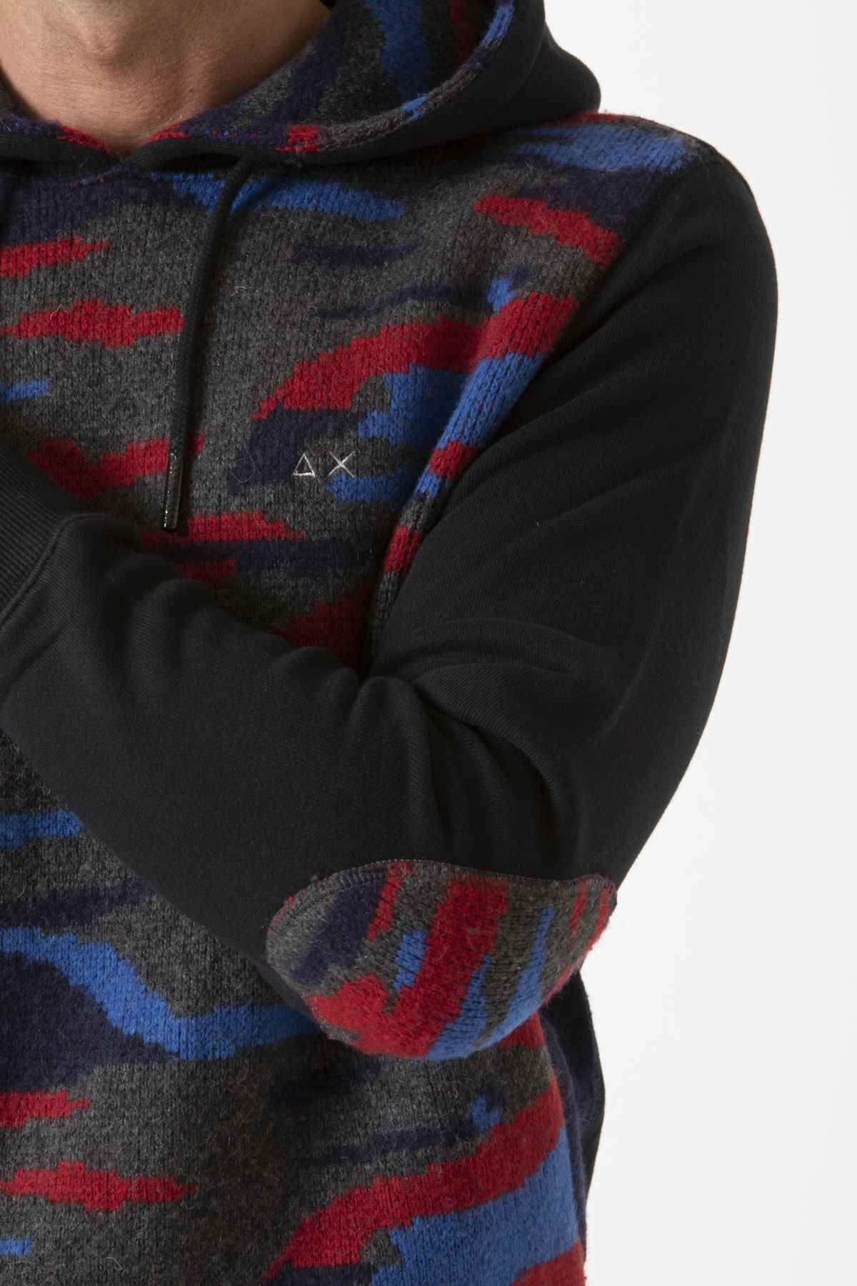 MAGLIA MAGLIONE MAGLIE UOMO SUN68 HOOD F29116 LANA NERO ORIGINALE AI 2022