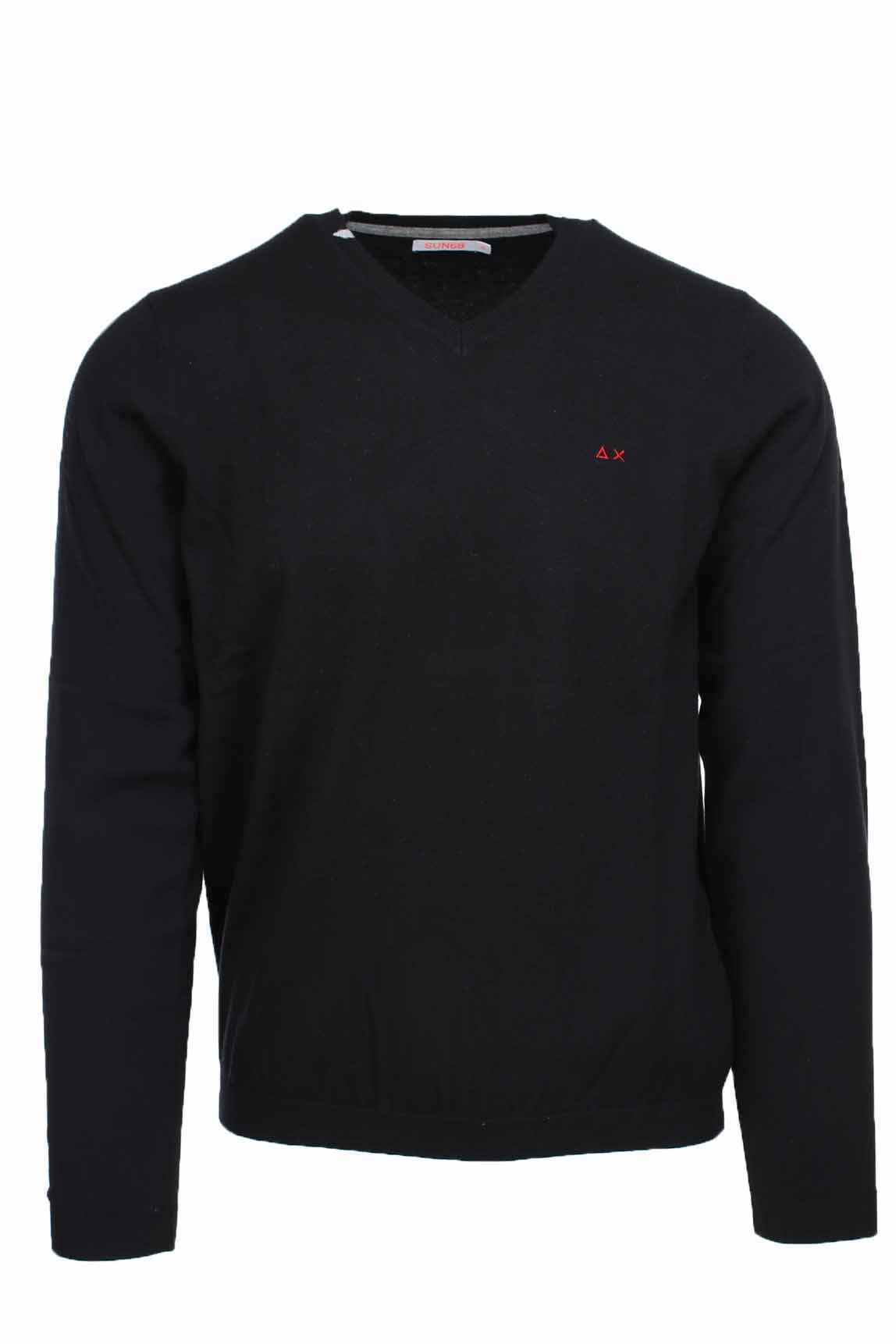MAGLIA MAGLIONE UOMO SUN68 V NECK SOLID K29102 LANA 11 NERO ORIGINALE AI 2021