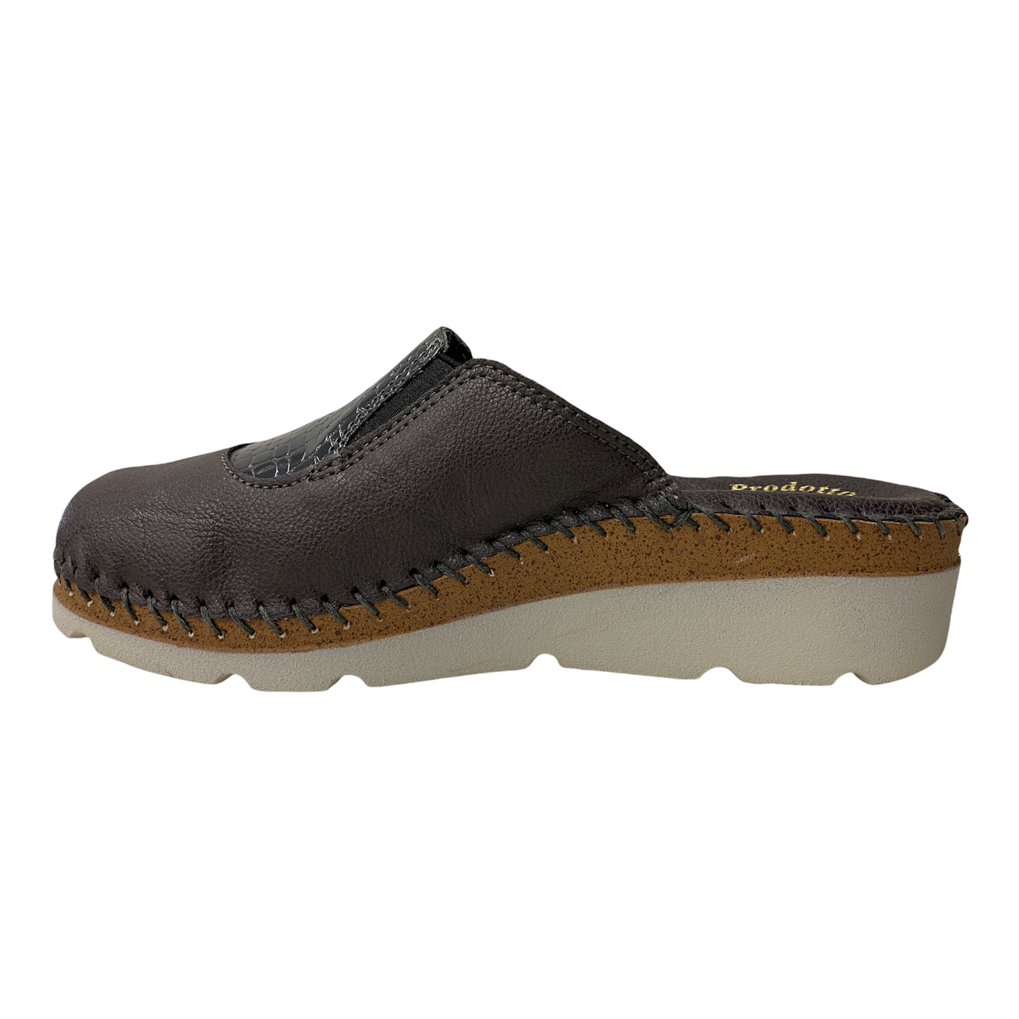 SCARPE PANTOFOLA CIABATTE ZEPPA DONNA LINA 7313 PELLE GRIGIO ORIGINALE AI