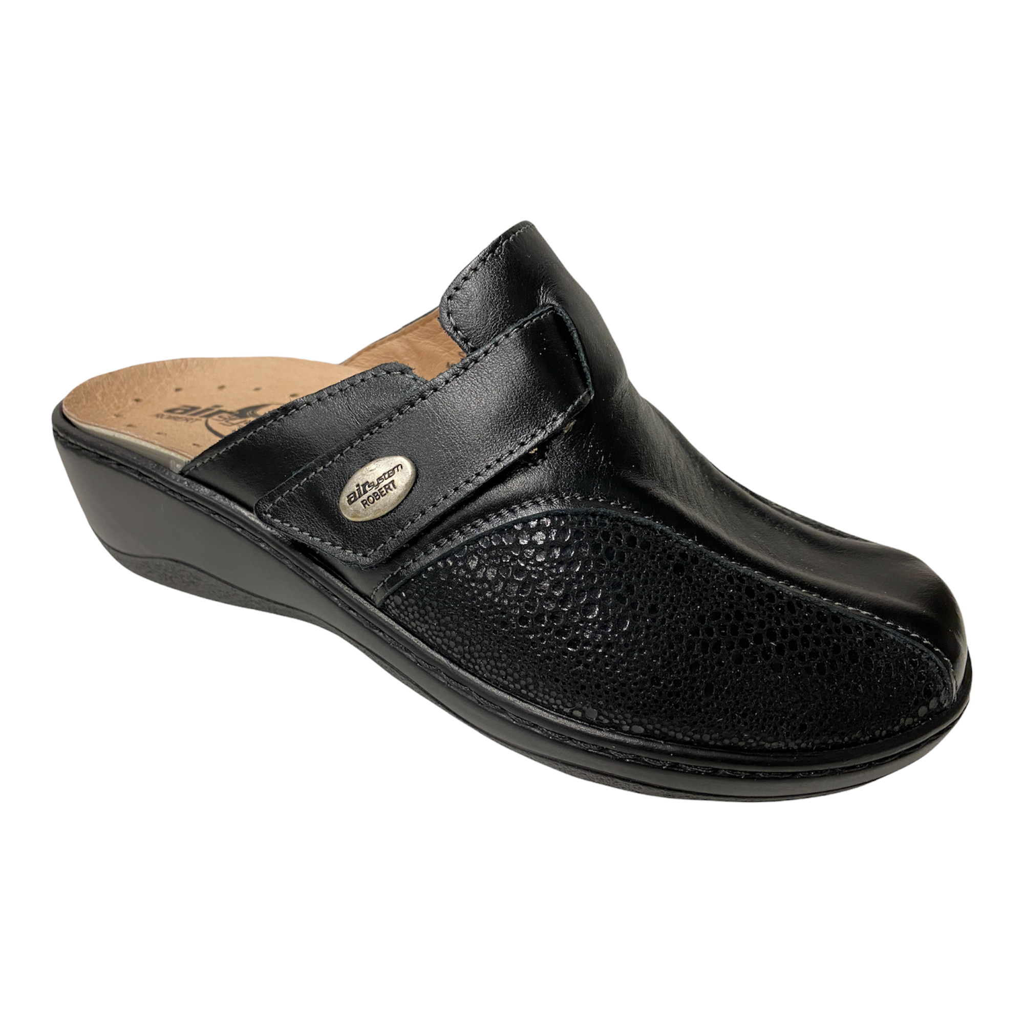 SCARPE PANTOFOLE CIABATTE DONNA ROBERT C32208 PELLE NERO ORIGINALE AI