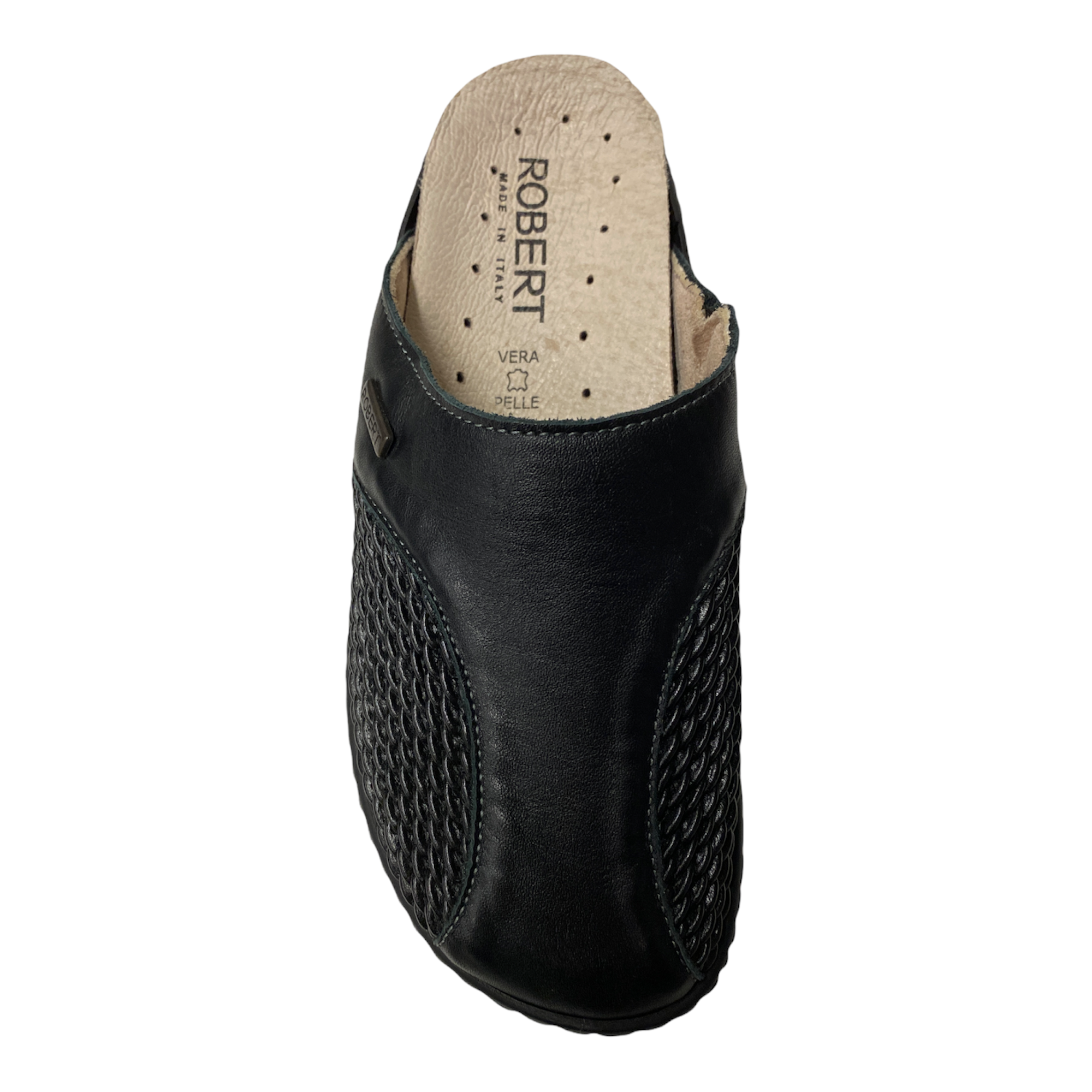 SCARPE CIABATTE PANTOFOLA DONNA ROBERT C32021 PELLE NERO ORIGINALE AI