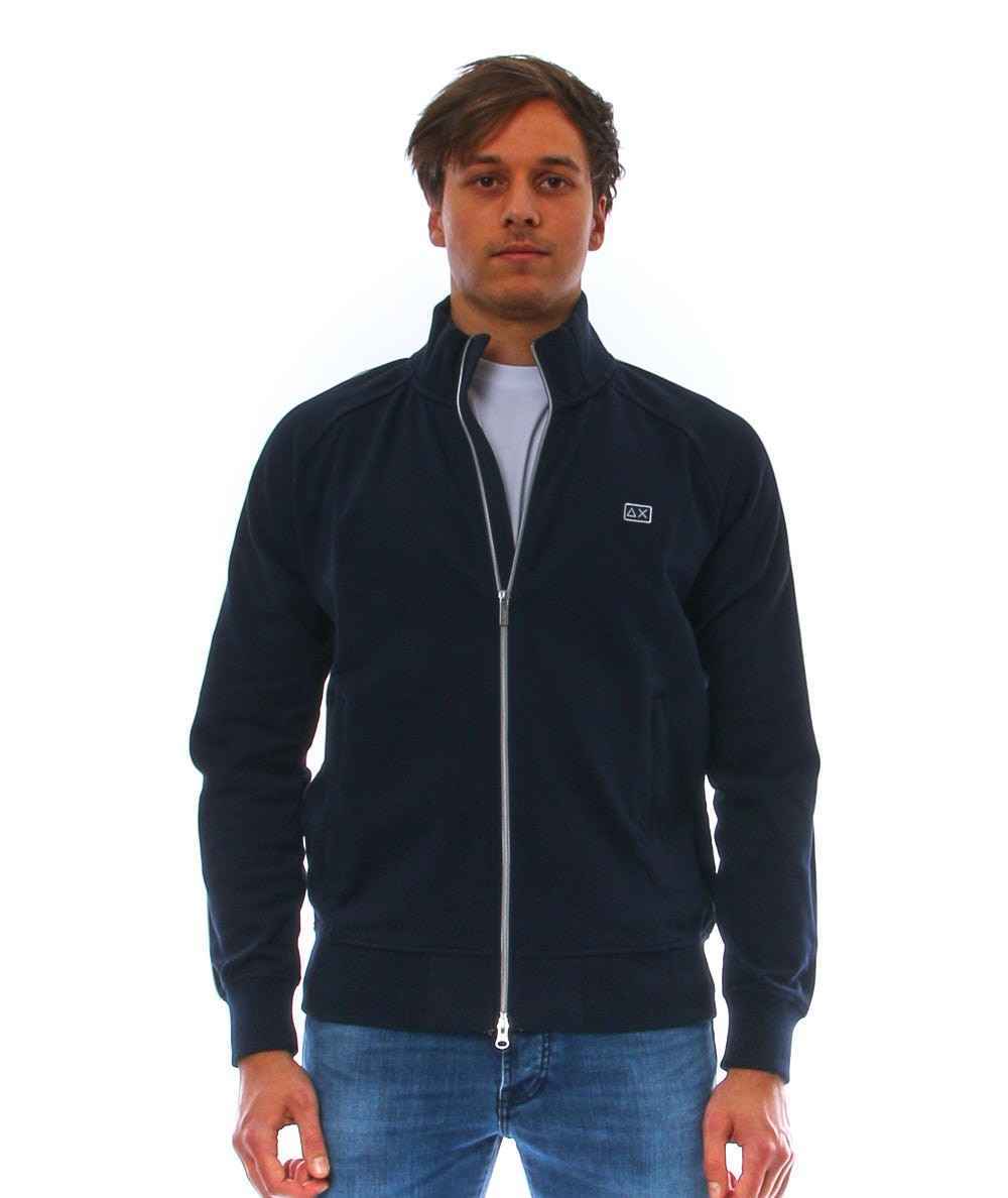 MAGLIA FELPA FELPE ZIP UOMO SUN68 F31107 COTONE 07 BLU ORIGINALE PE 2022