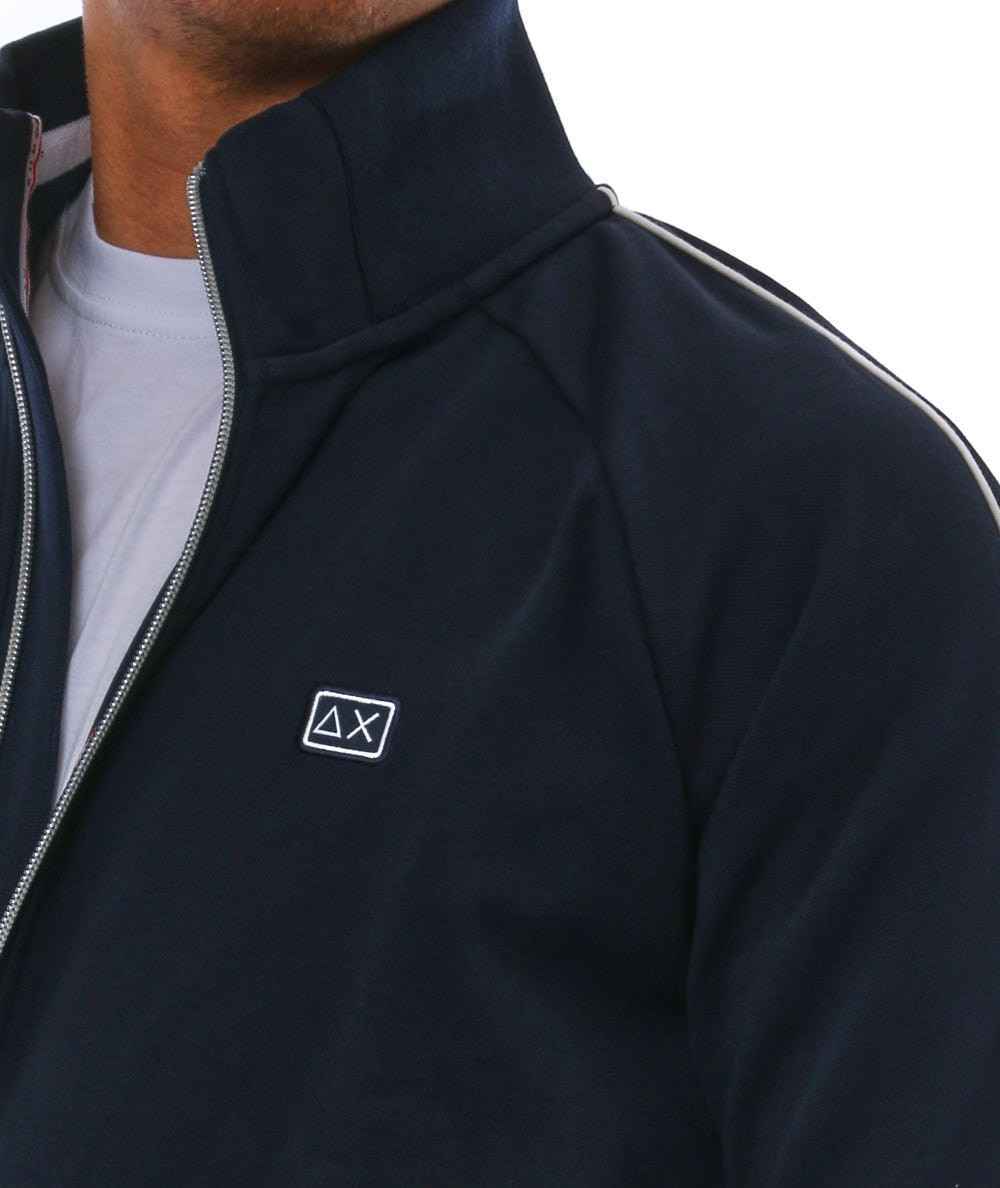 MAGLIA FELPA FELPE ZIP UOMO SUN68 F31107 COTONE 07 BLU ORIGINALE PE 2022